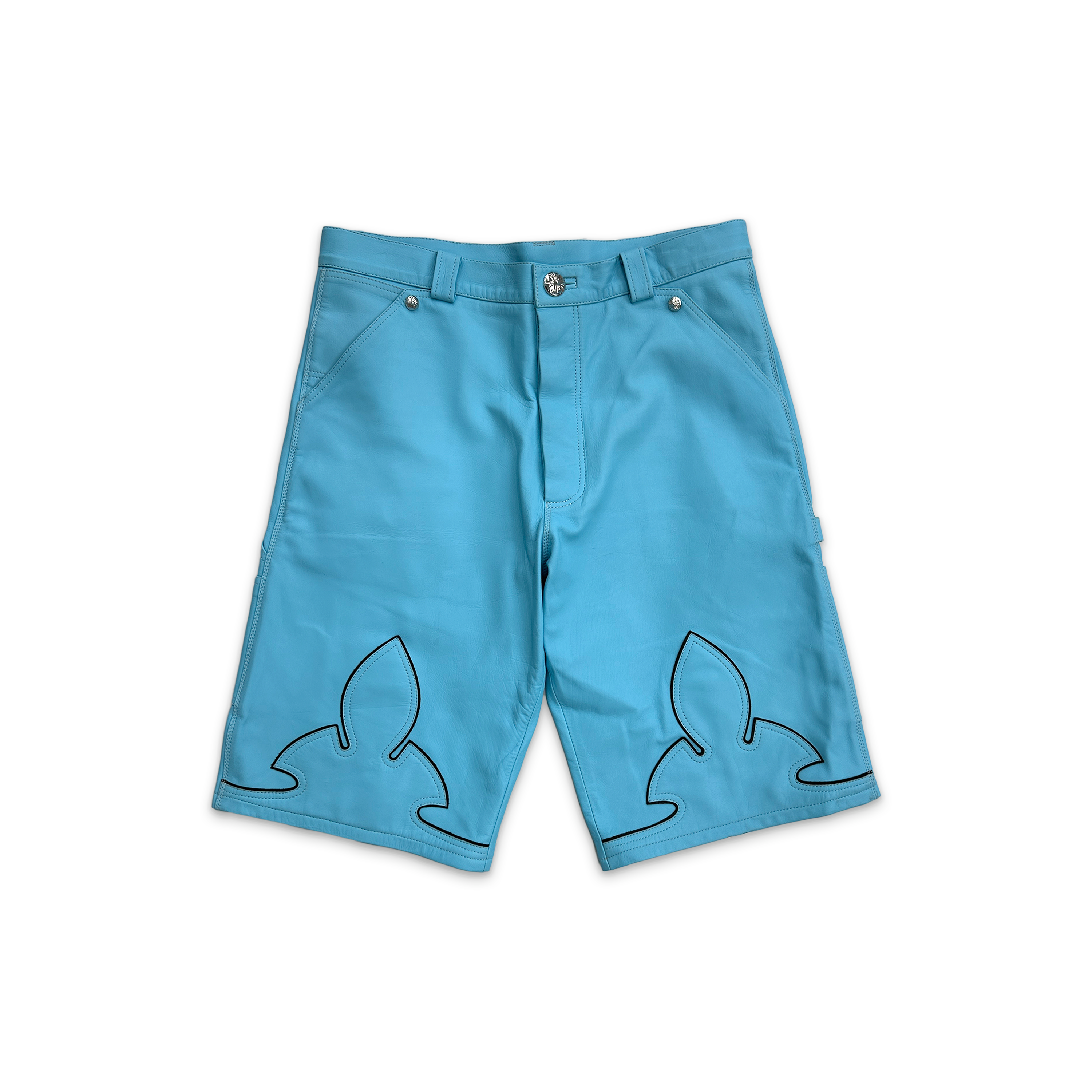 Chrome Hearts, St. Barths Leather Carpenter Shorts "Blue"
