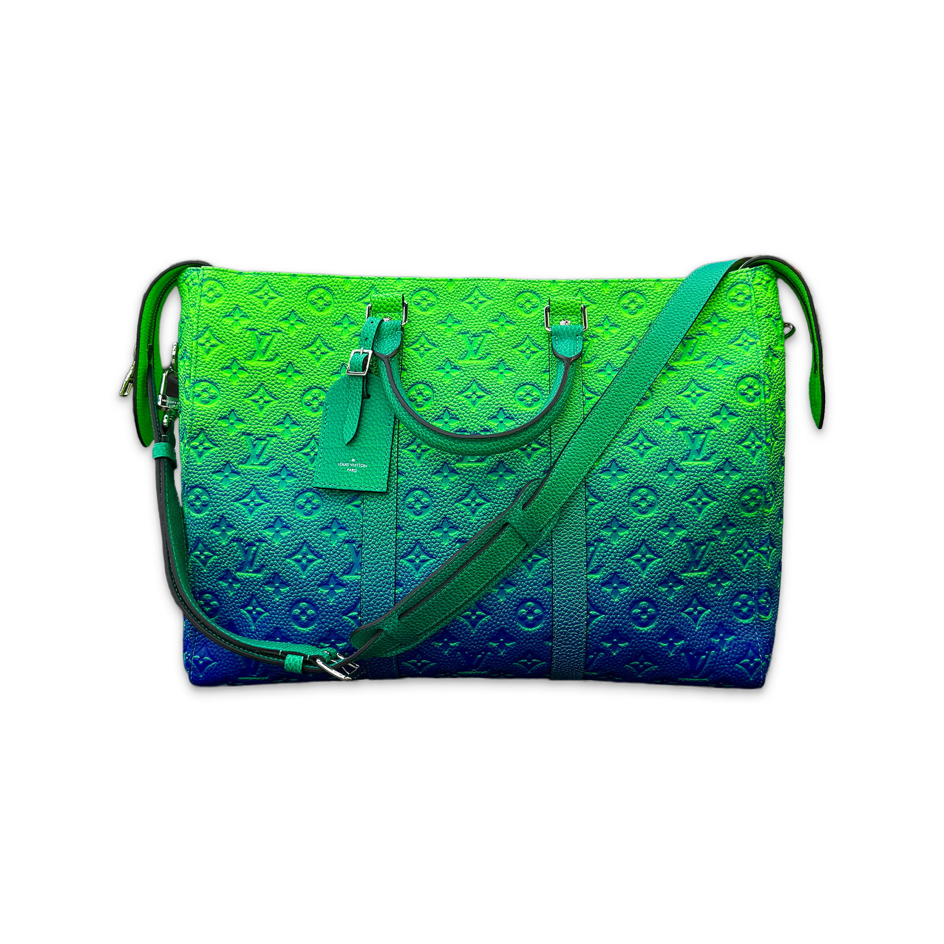 Taurillon Illusion Keepall Tote Bag "Blue/Green"