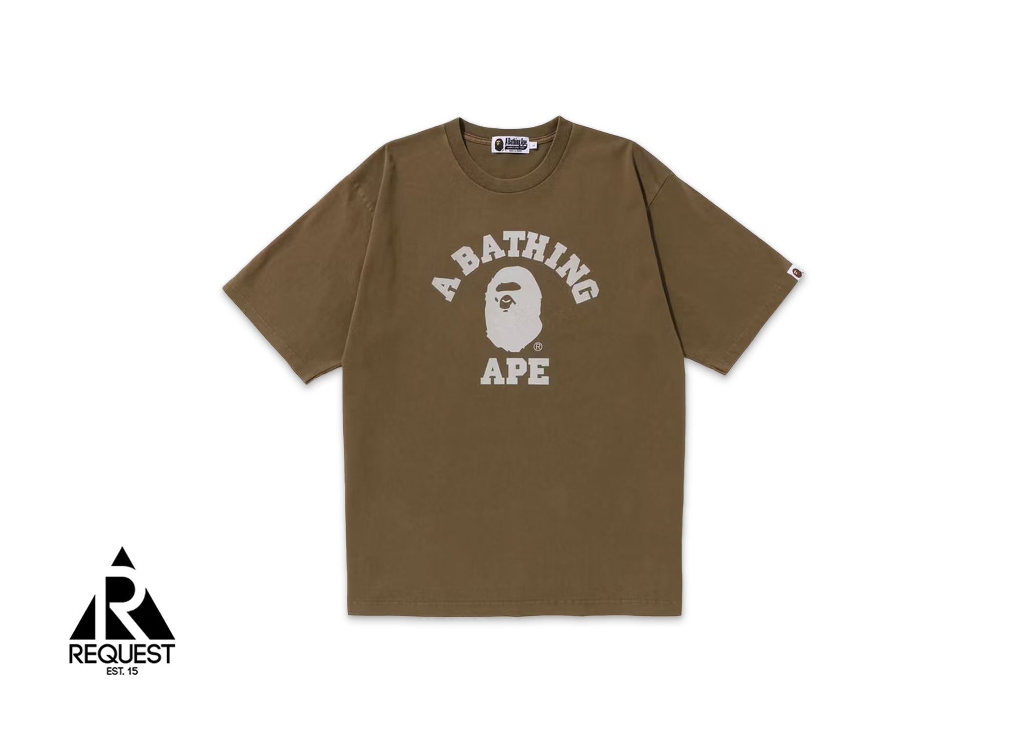 A Bathing Ape BAPE Stone Wash College Relaxed Tee "Beige"