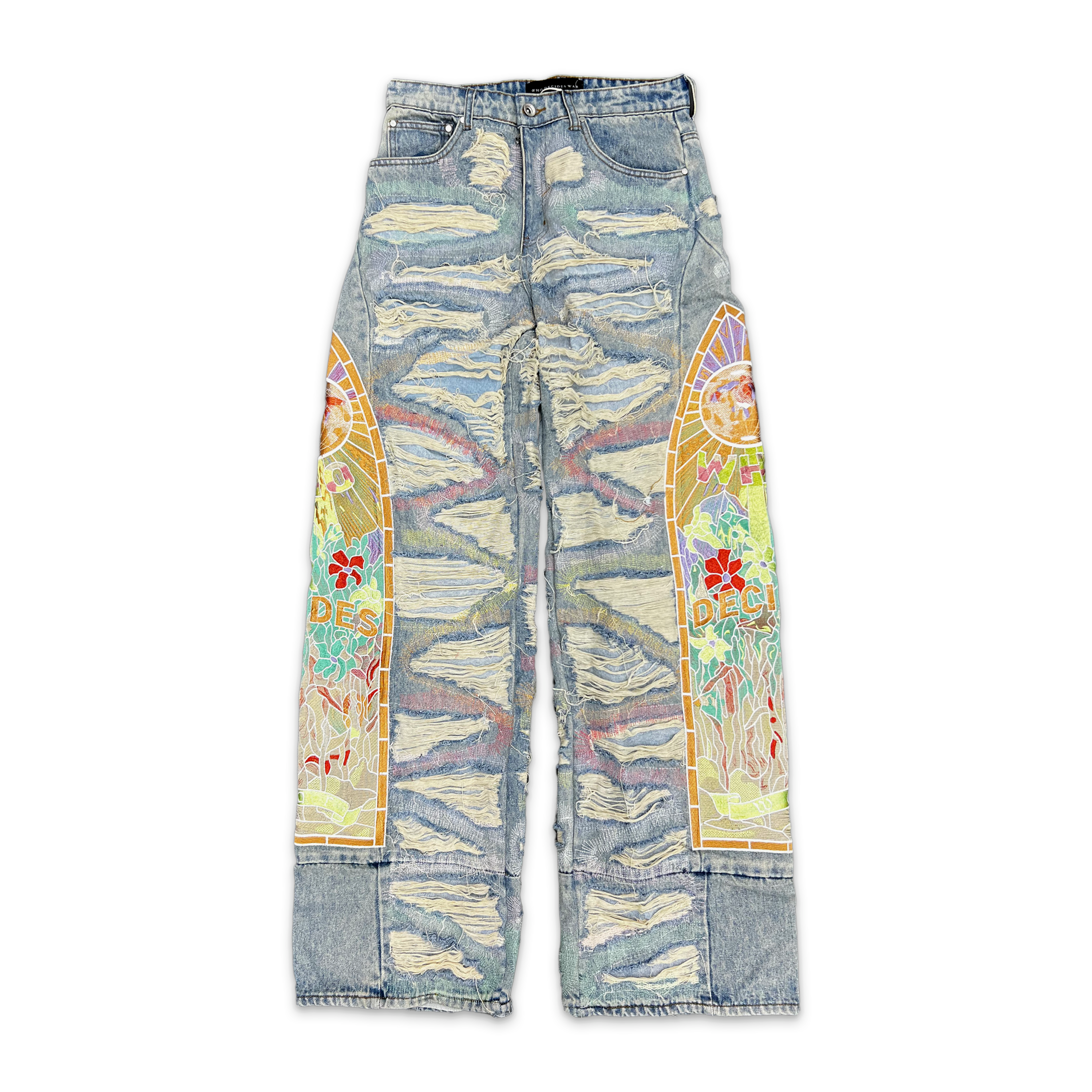 Who Decides War, Multicolor Side Embroidery Denim “Sky”