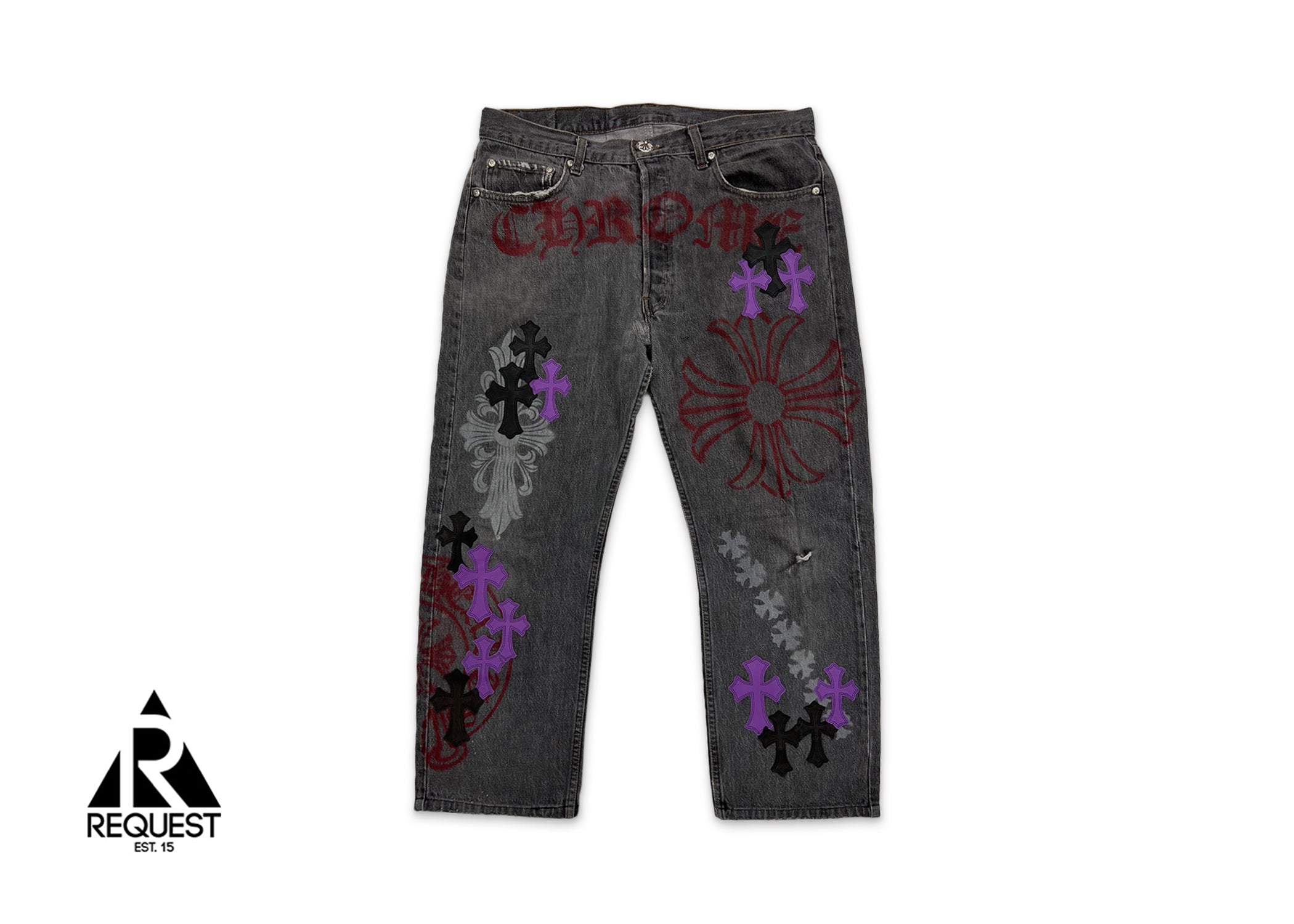 Levi's Dark Red/Grey Stencil Denim "Black & Purple Crosses"