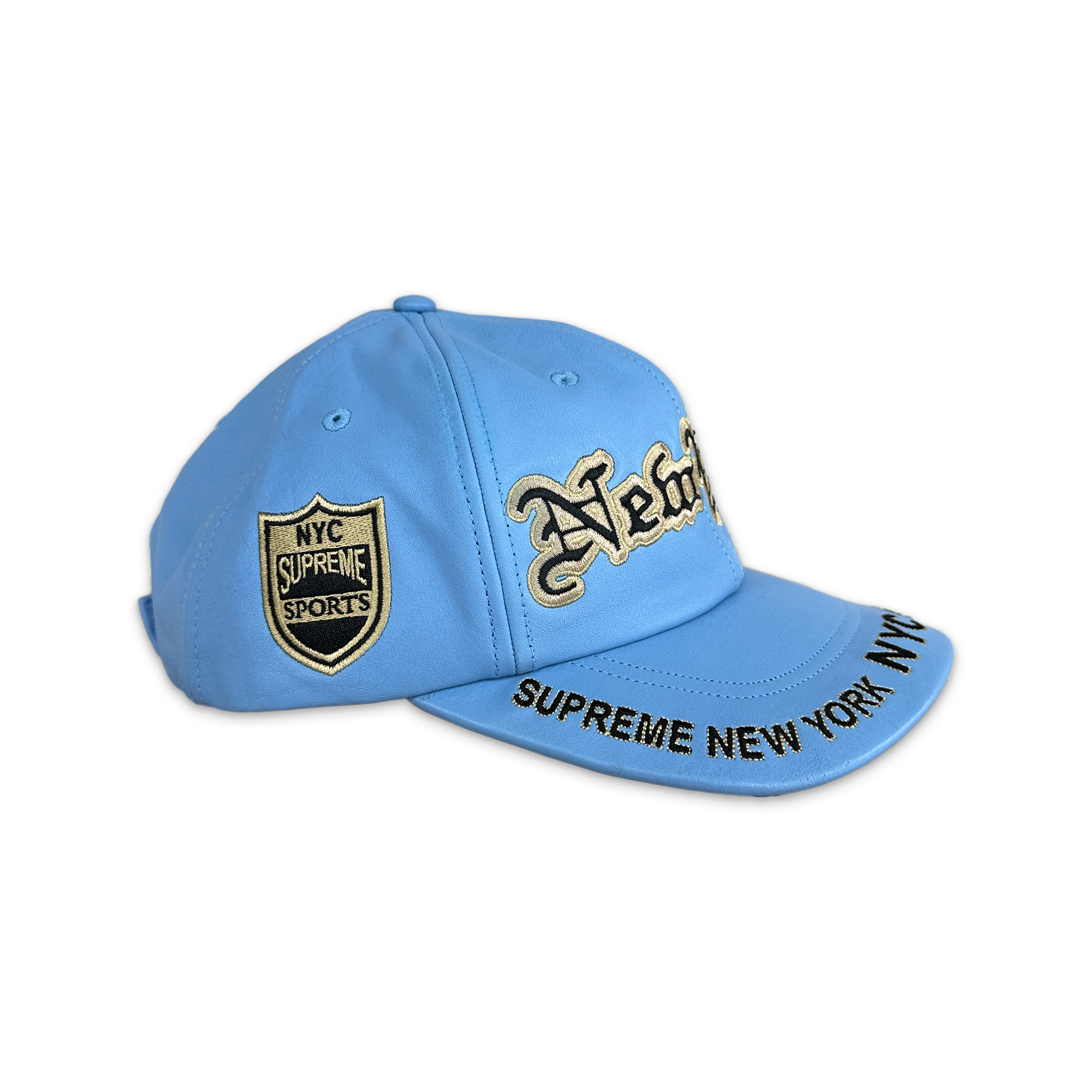 New York Leather 6-Panel Hat FW25 "Light Blue"