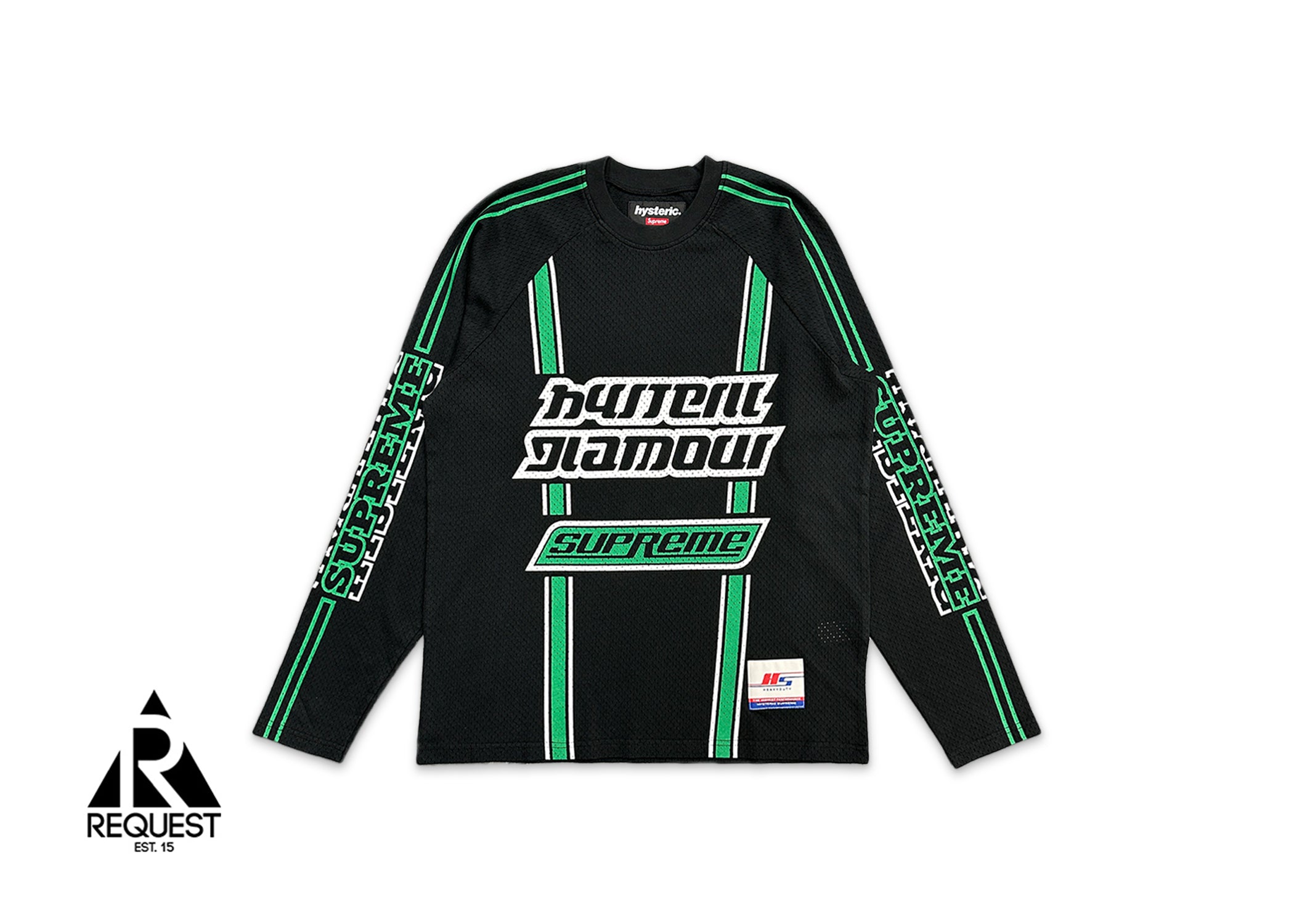 Supreme, Hysteric Glamour Mesh Long-Sleeve Jersey "Black/Green"