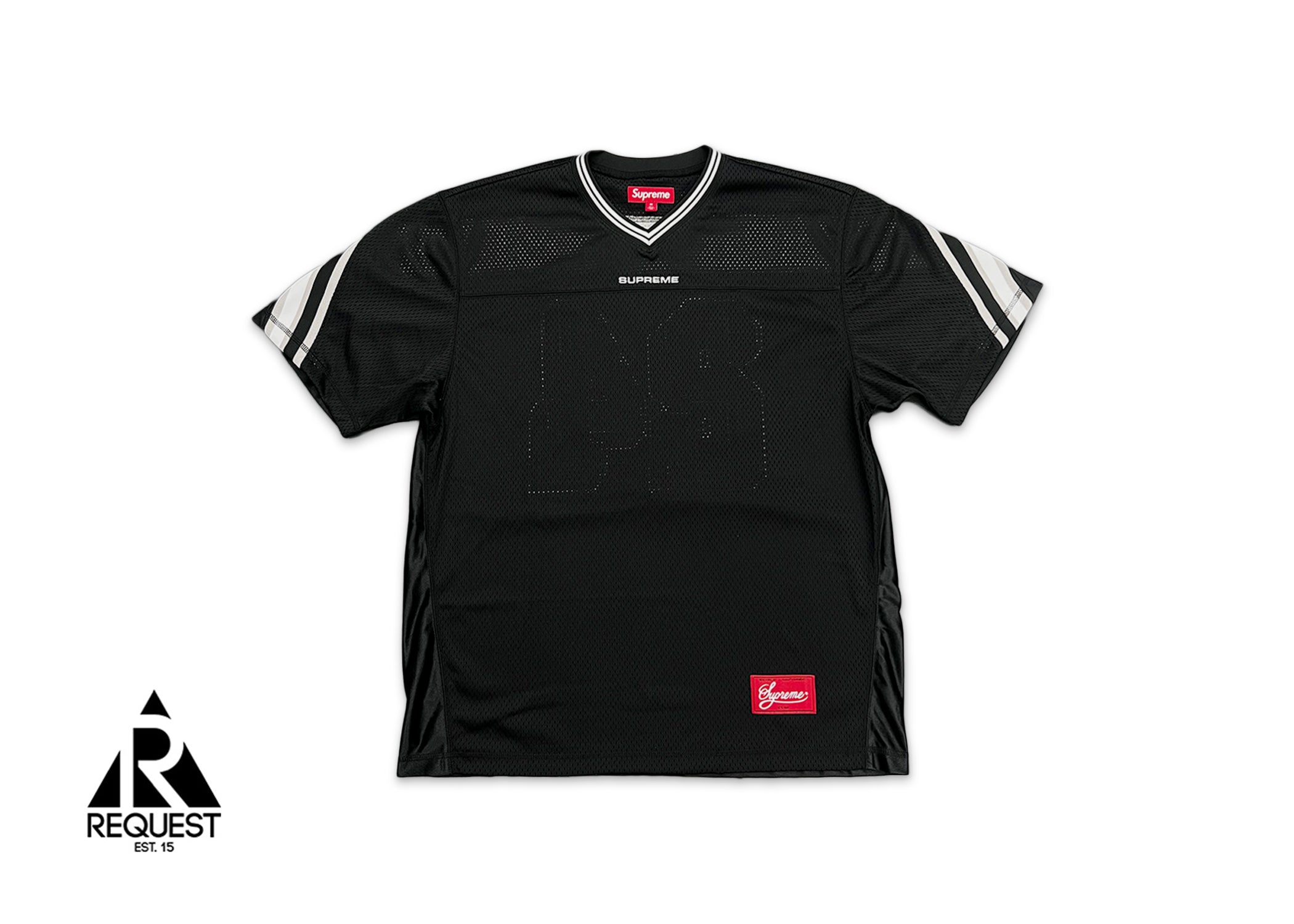 Supreme, Jacquard Rib Logo Football Jersey "Black"