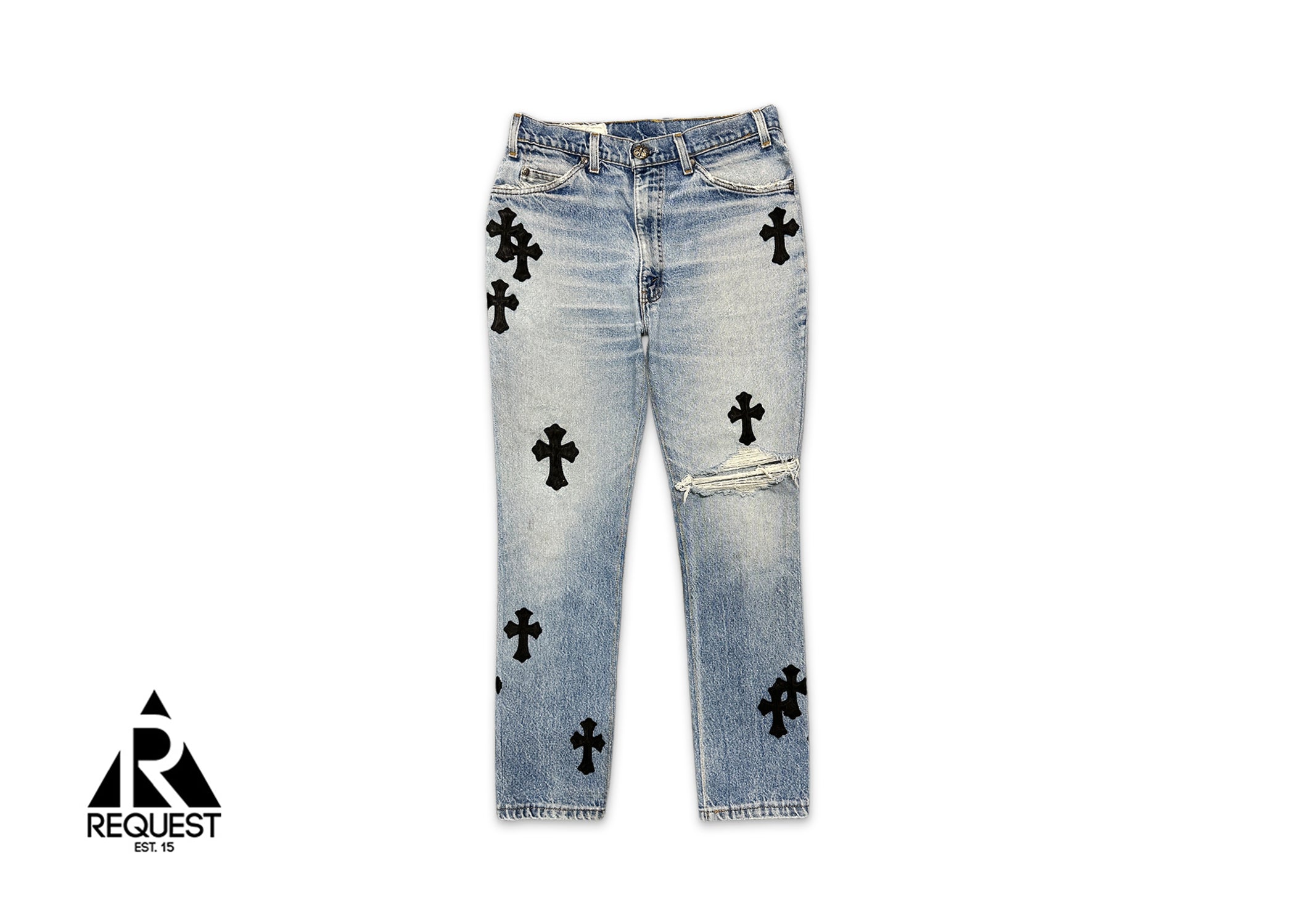 Chrome Hearts, Levi's Light Wash Denim "Black Crosses"