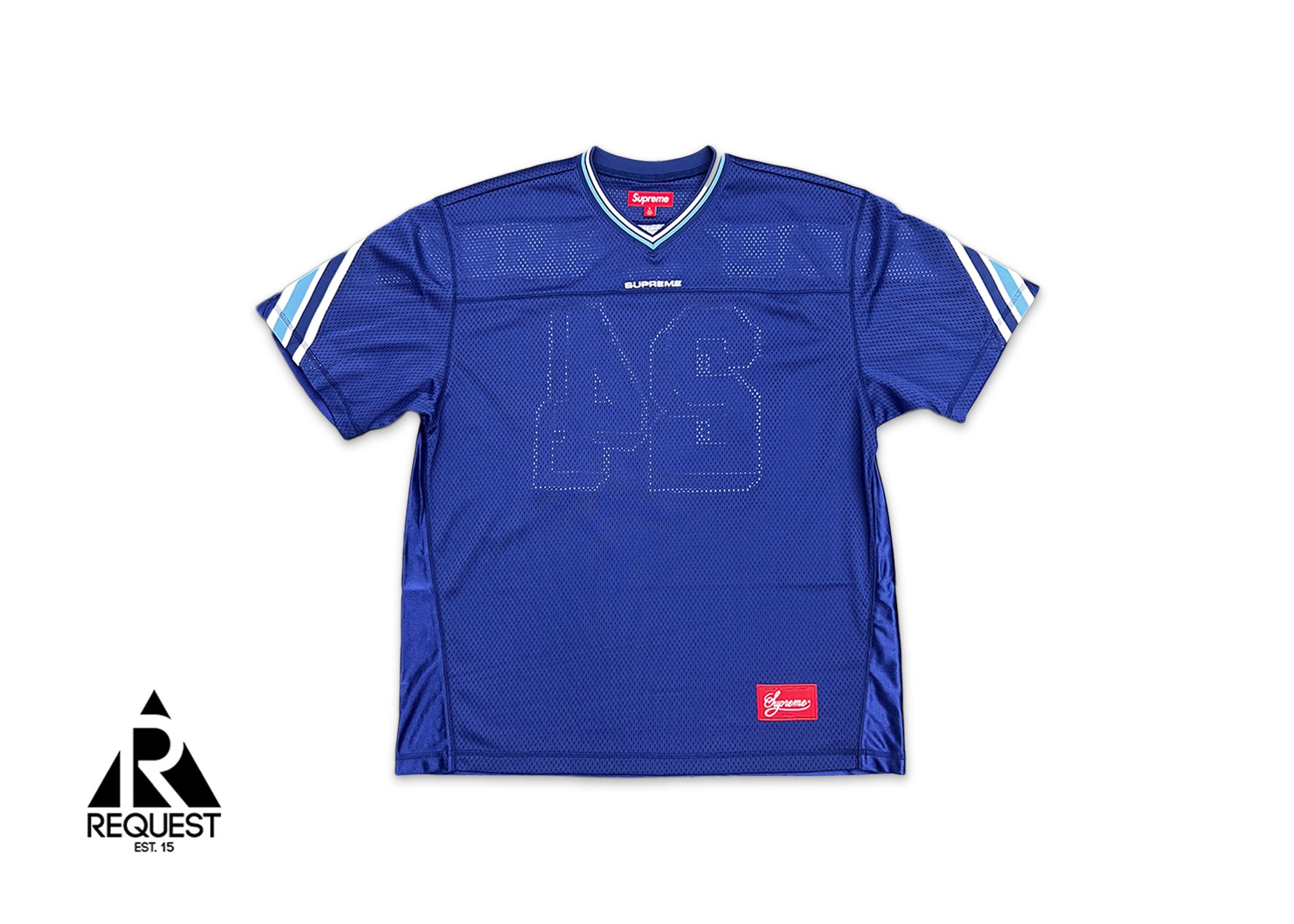 Supreme, Jacquard Rib Logo Football Jersey "Blue"