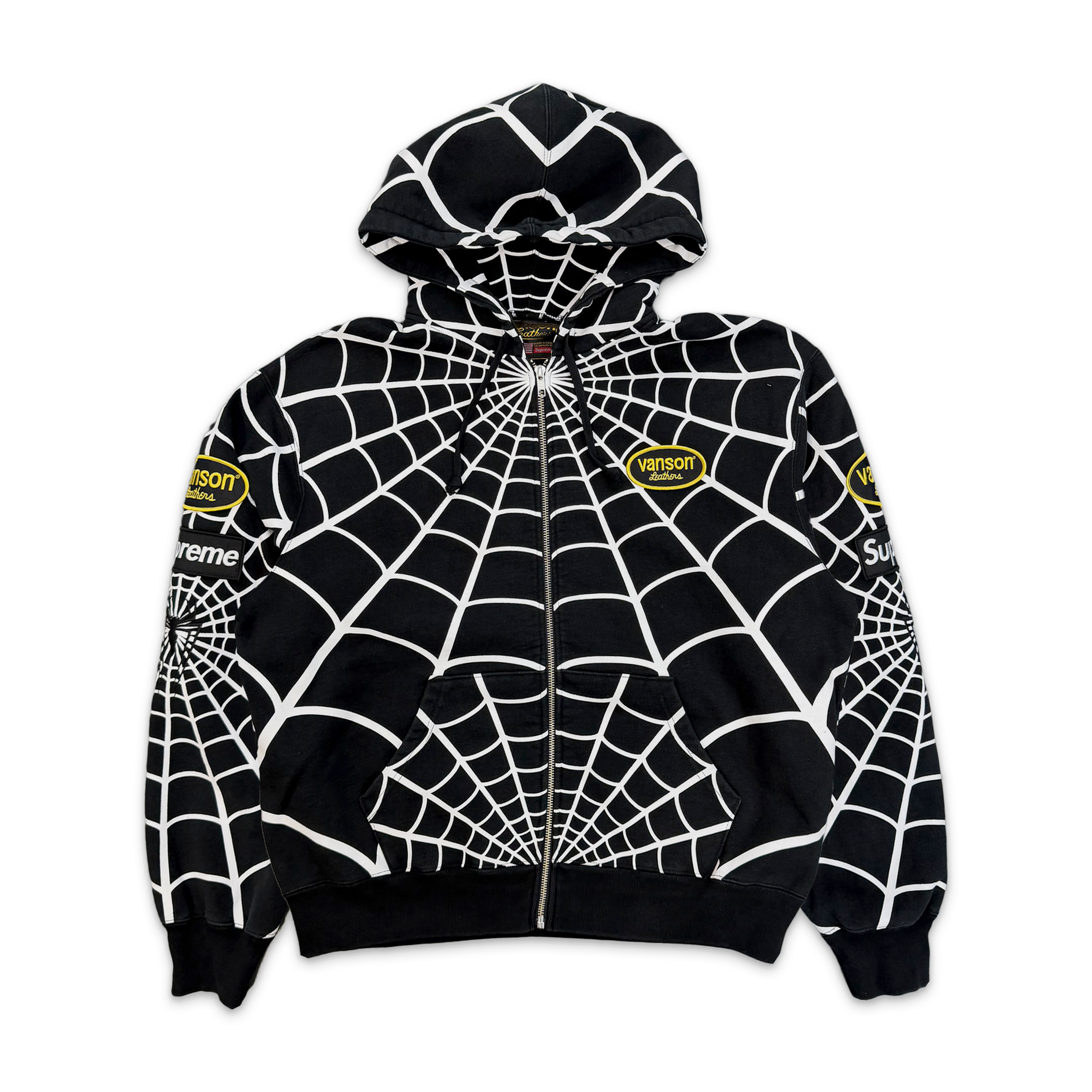 Vanson Leathers Spider-Man Zip Up Hooded Sweatshirt "Black" (SS26)