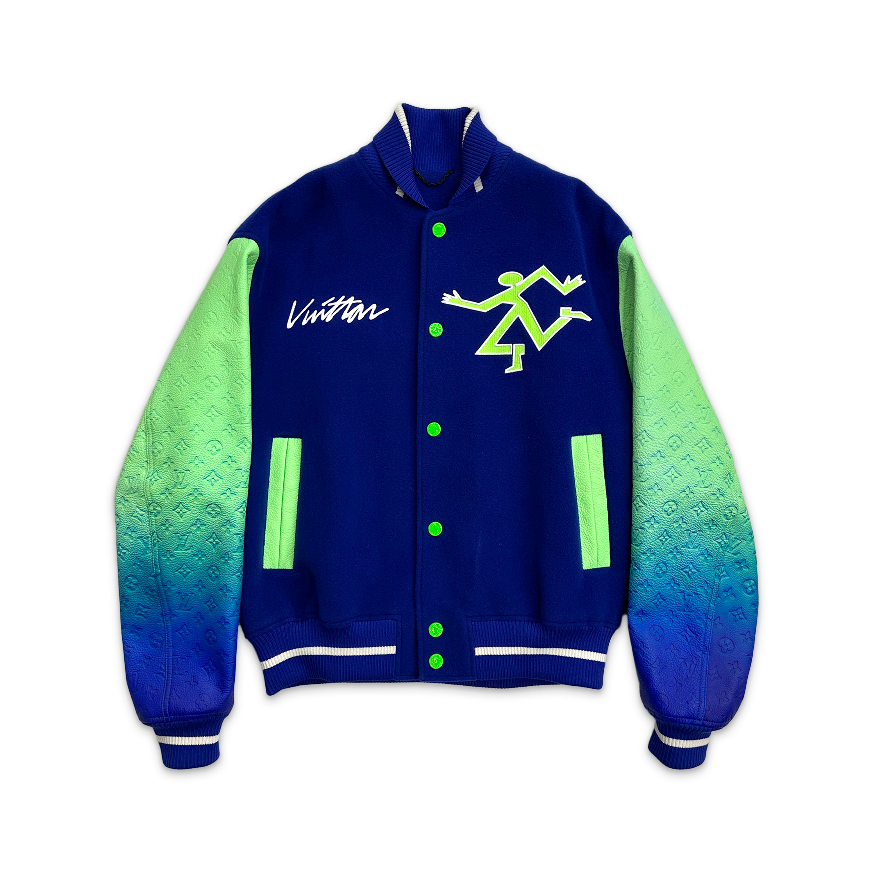 Louis Vuitton, Mix Gradient Leather Varsity Jacket "Blue & Green"