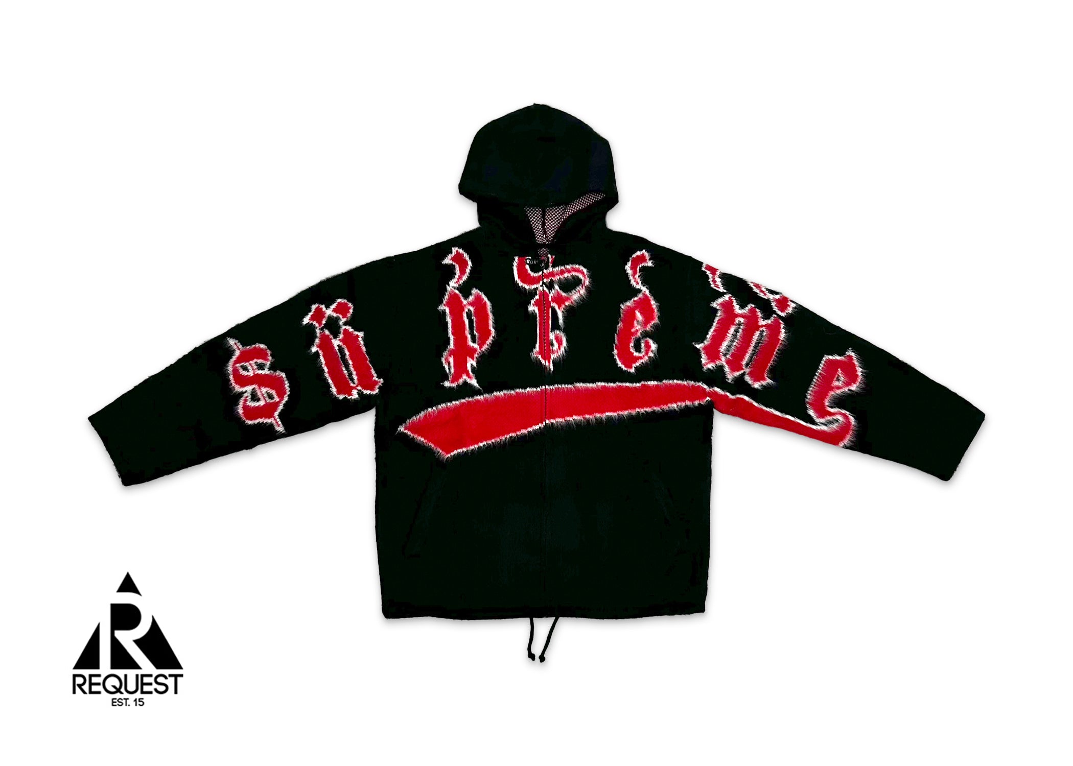 Supreme, Brushed Logo Zip Up Hooded Sweater FW24 "Black"