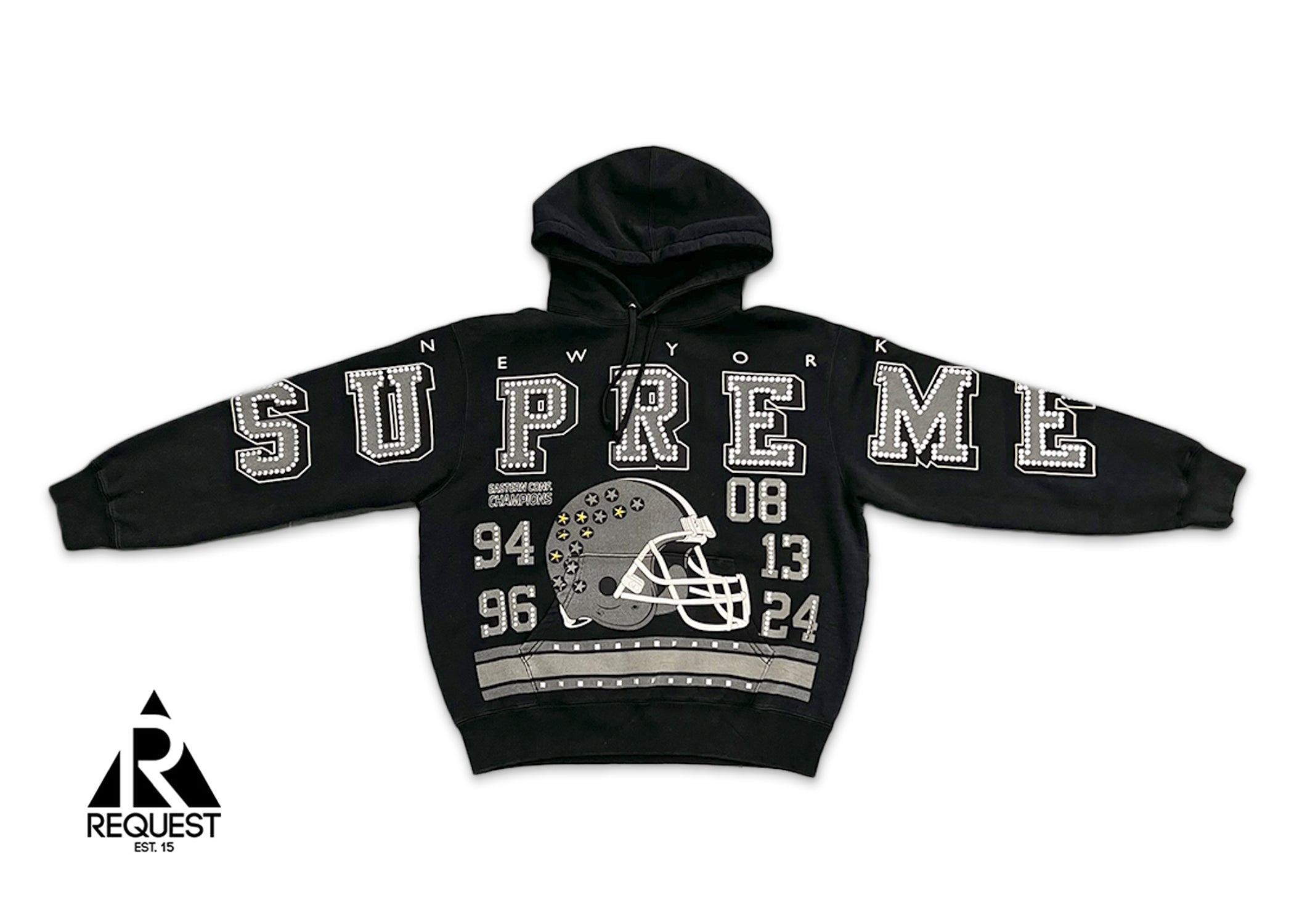 Supreme, Champions Studded Hooded Sweatshirt "Black"