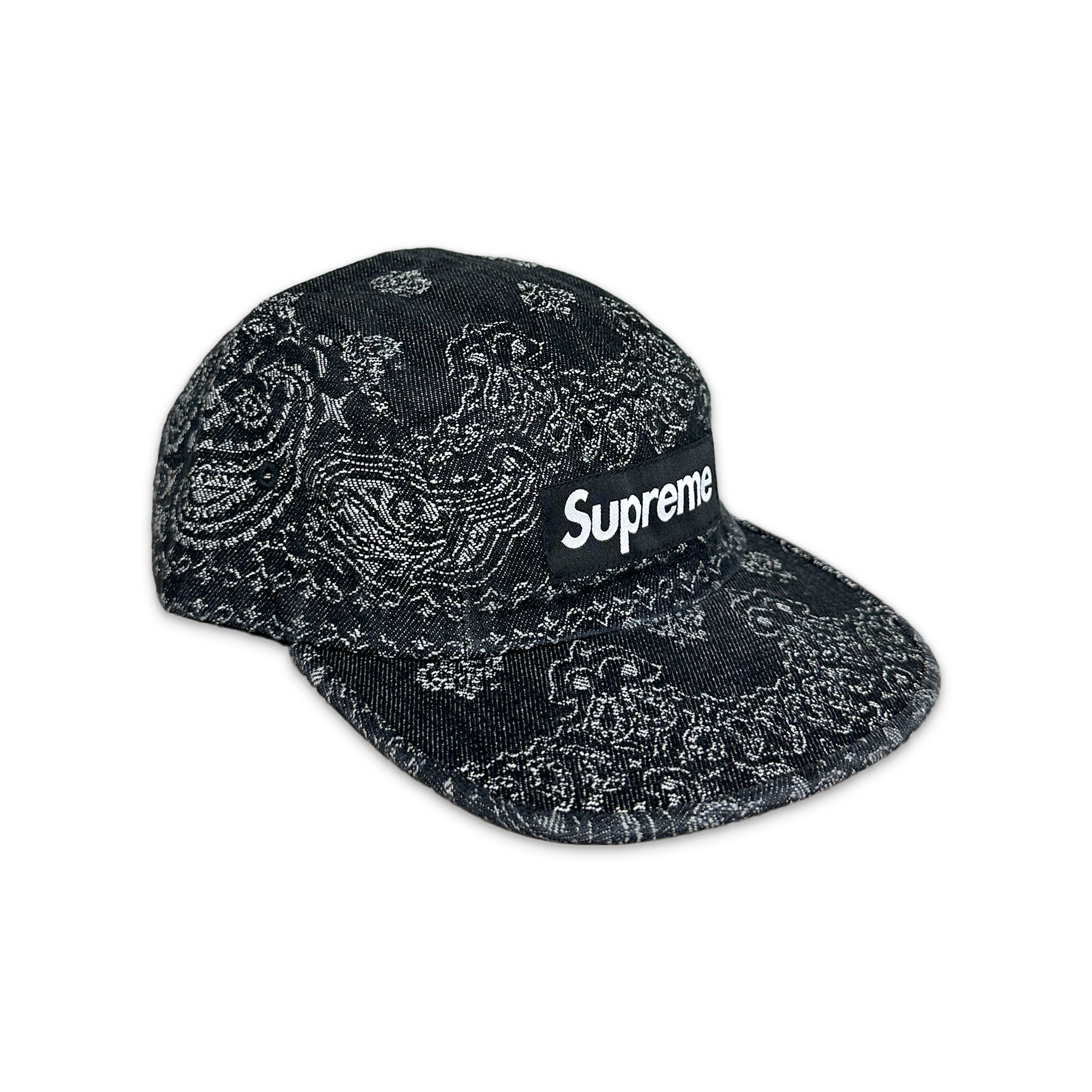 Supreme, Bandana Jacquard Denim Camp Cap "Black"