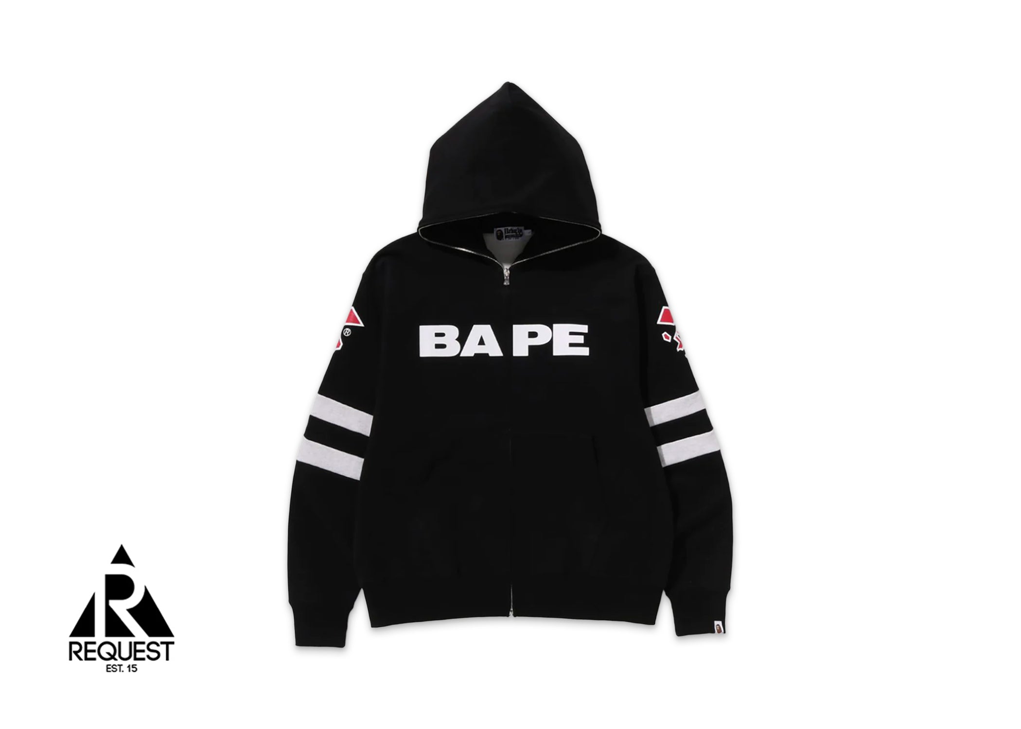A Bathing Ape BAPE Football Relaxed Fit Full Zip Hoodie "Black"