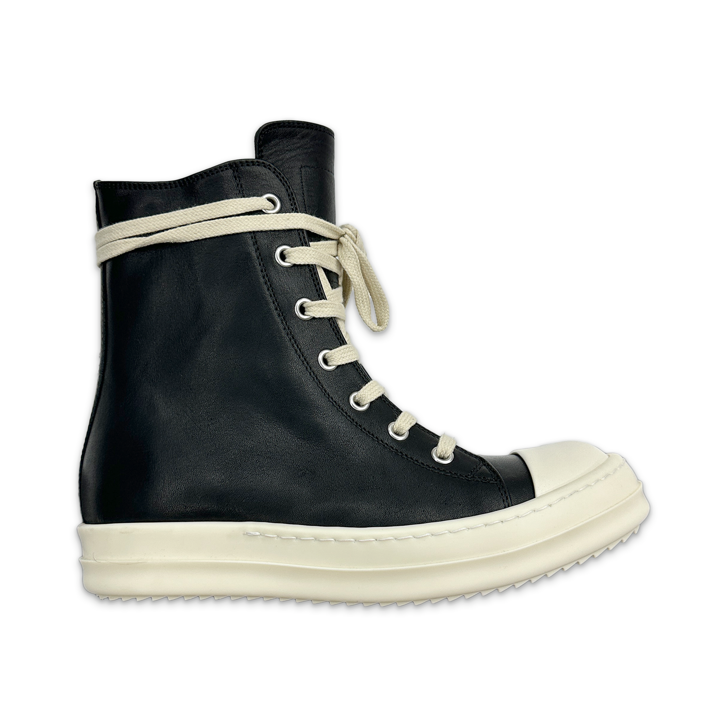 Rick Owens, Porterville Ramones Leather High "Black Milk" (W)