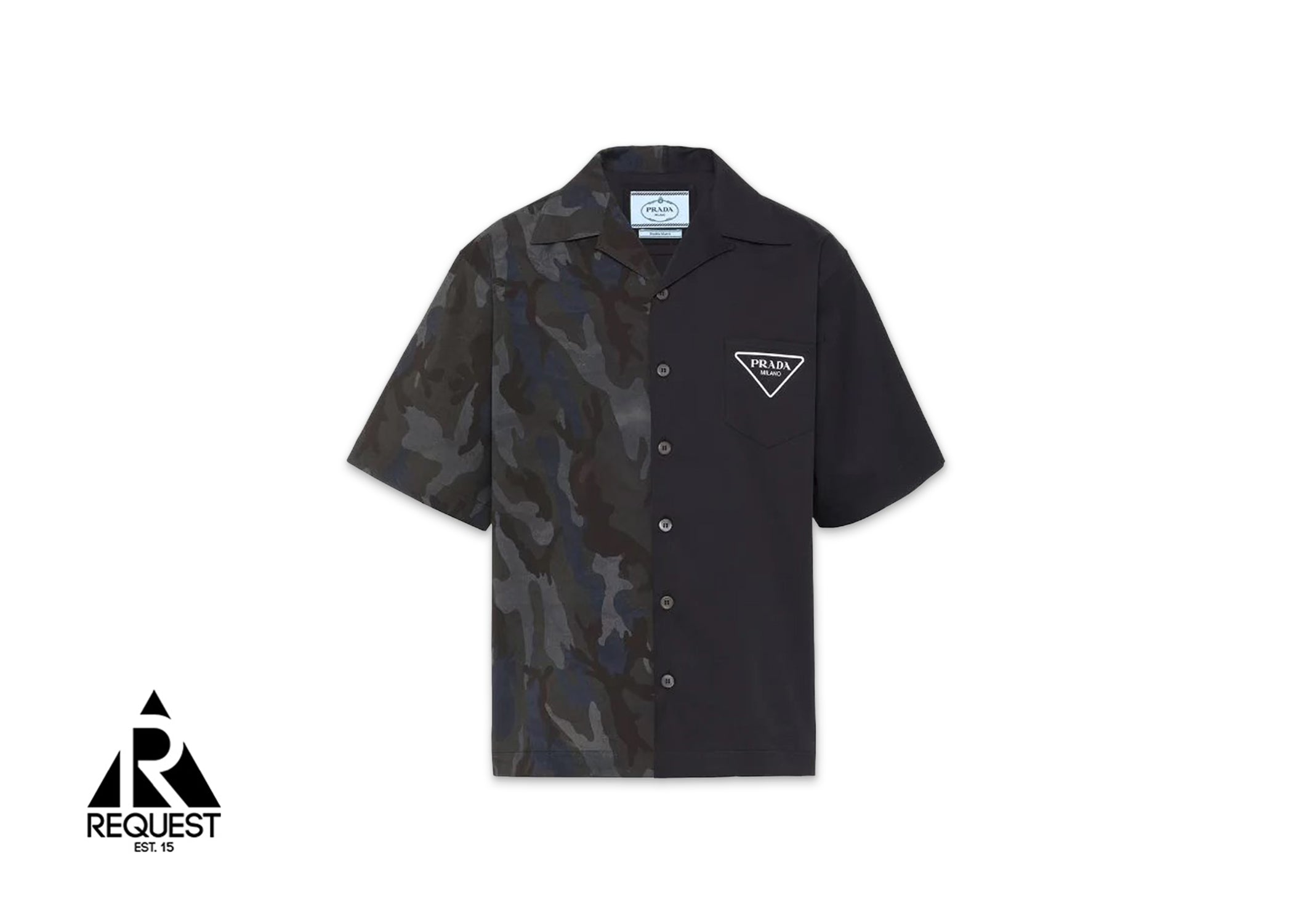 Prada Double Match Bowling Shirt "Black Camo"