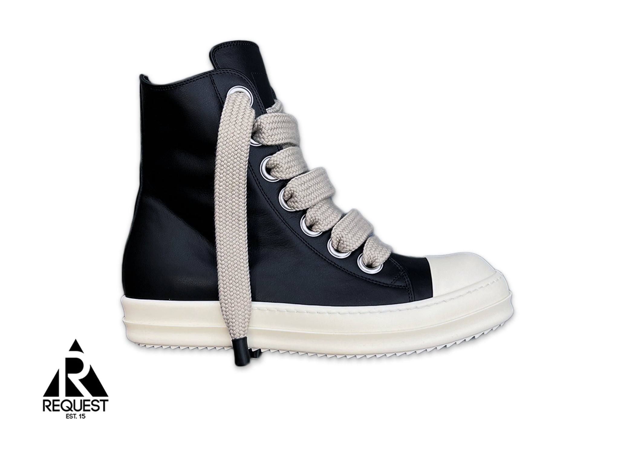Rick Owens, Porterville Ramones Leather Jumbo Lace High "Black Milk"