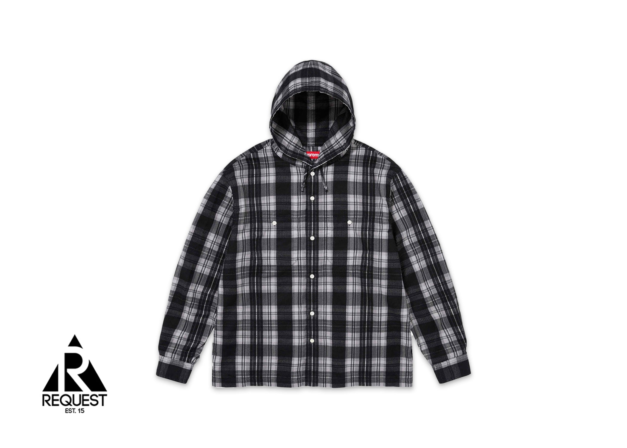 Printed Hooded Flannel Shirt "Black"