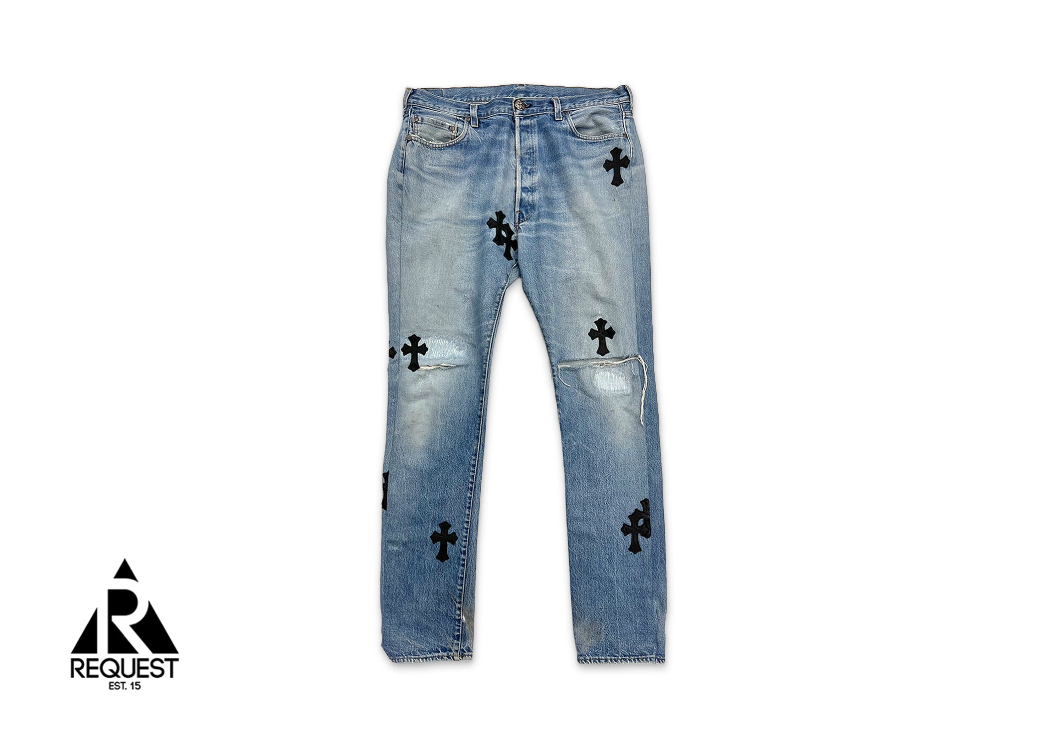 Chrome Hearts, Light Wash Levi's Denim "Black Crosses"