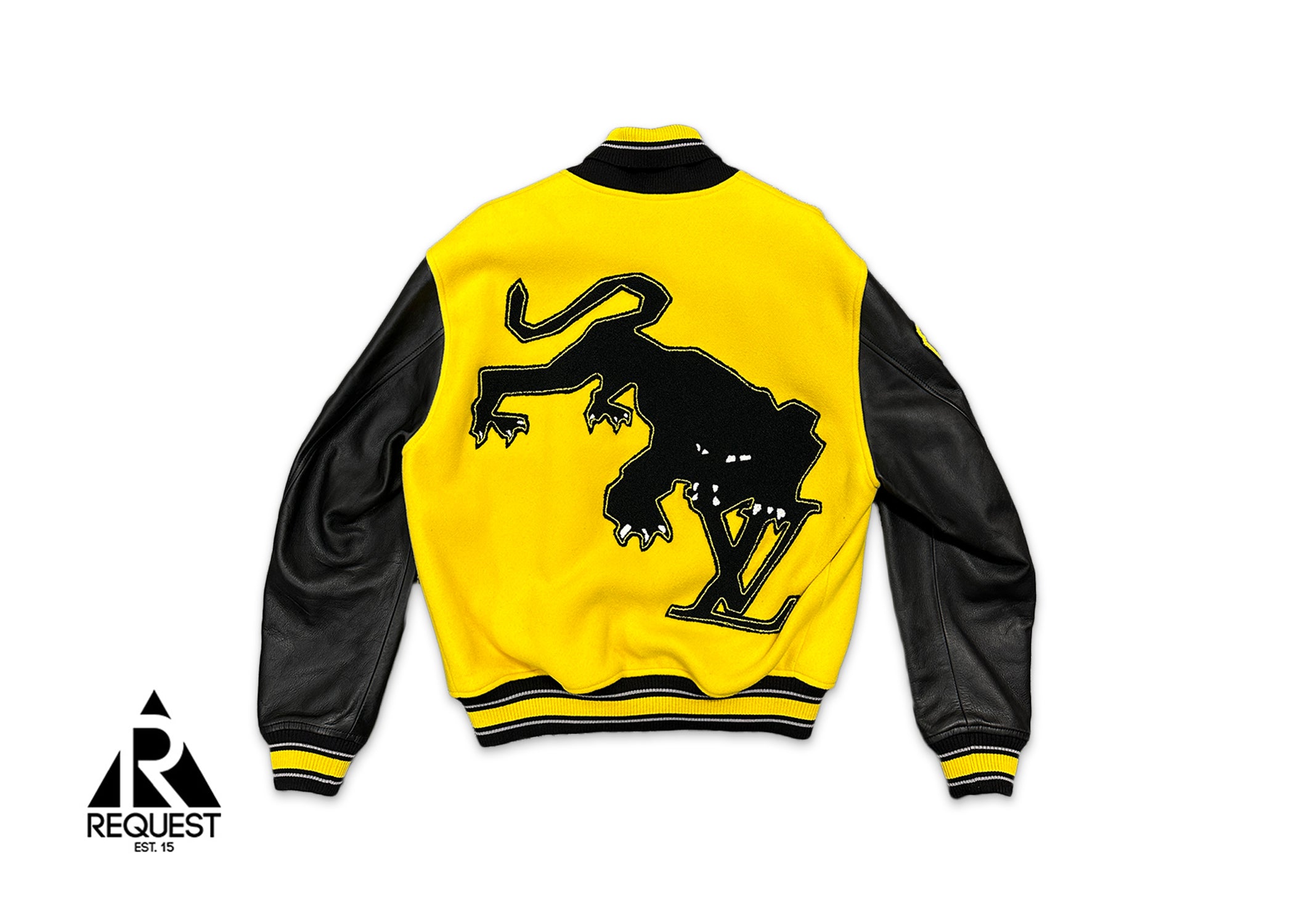 Louis Vuitton, Leather Embroidered Varsity Jacket "Black & Yellow"