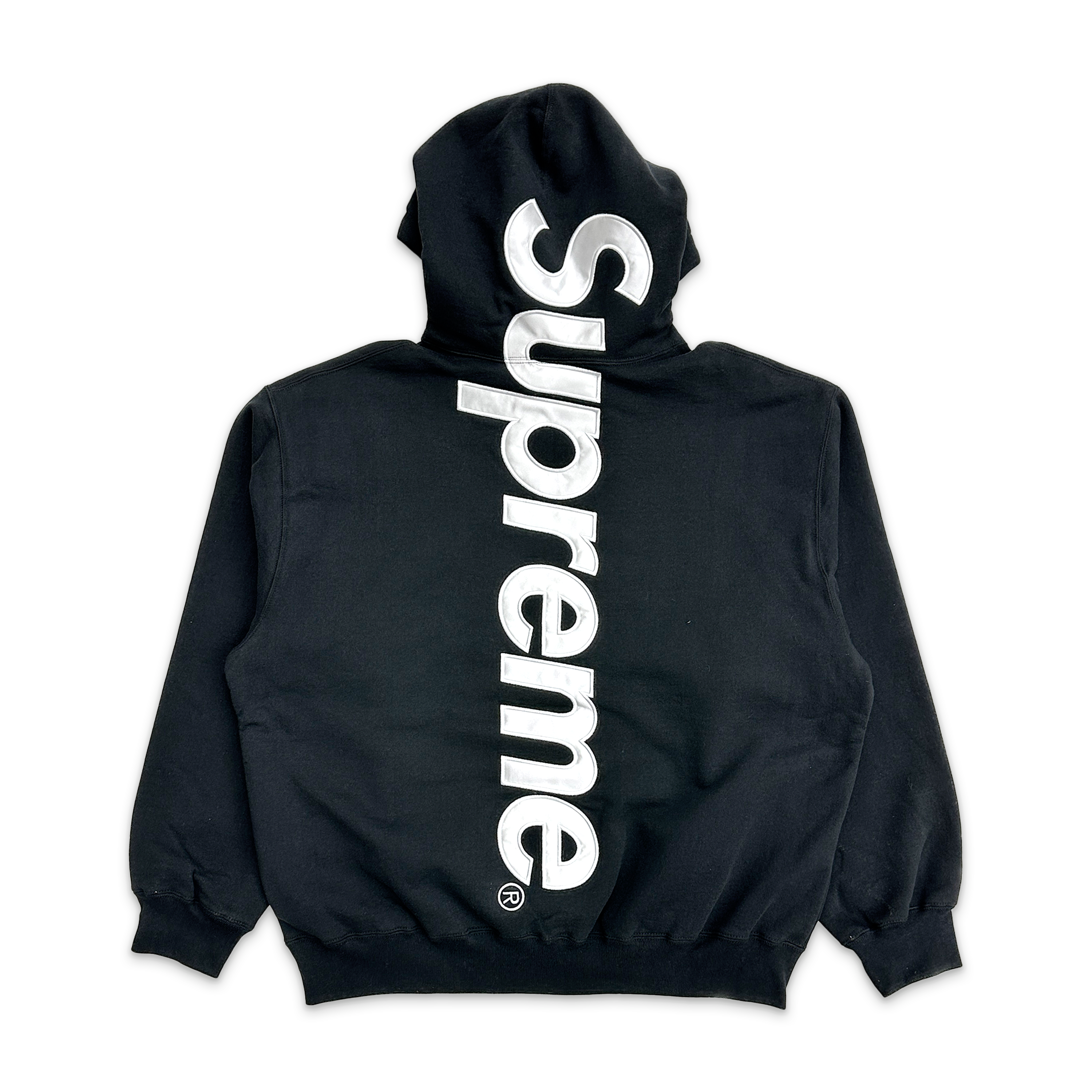 Supreme, Satin Appliqué Hooded Sweatshirt SS26 “Black"