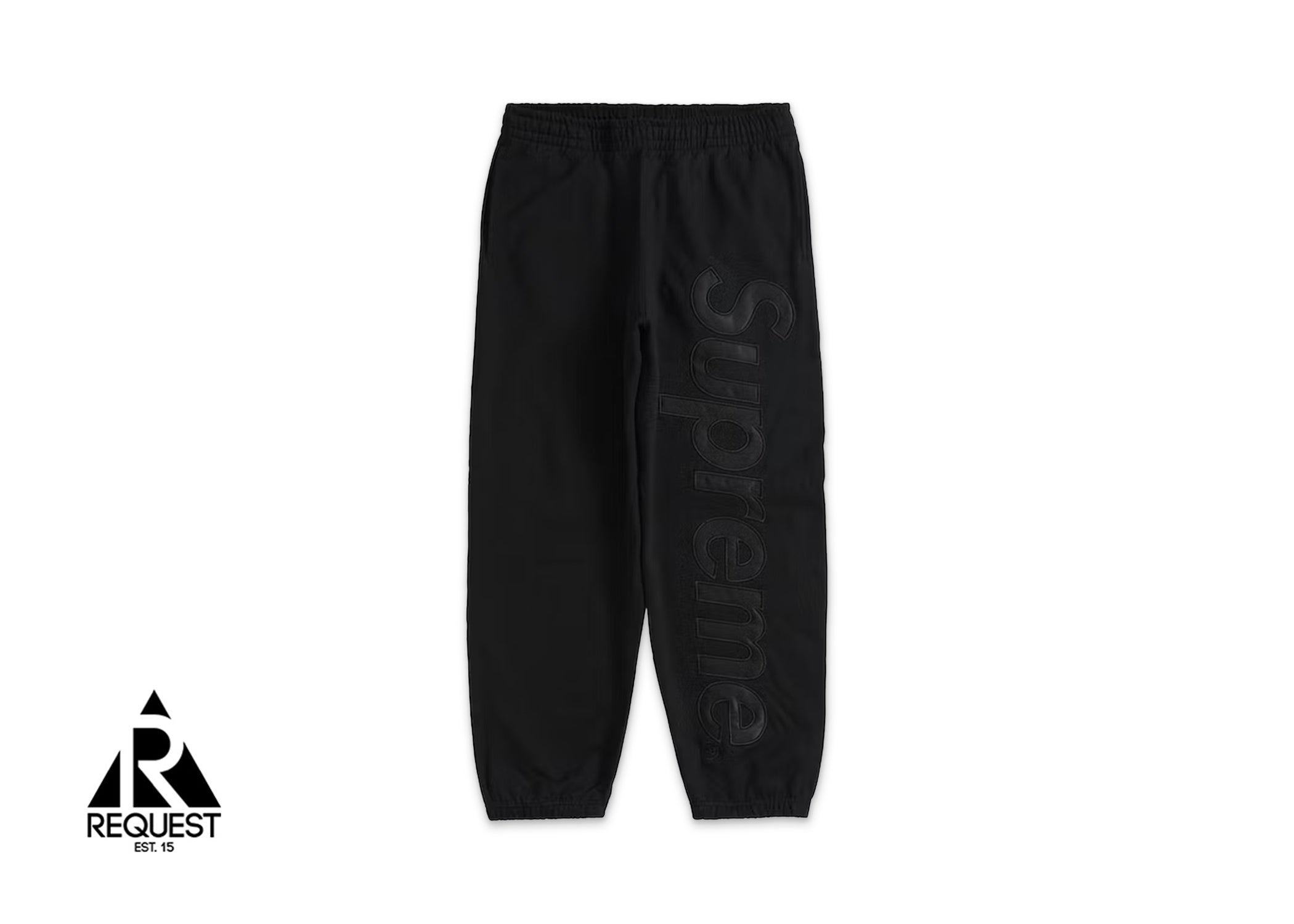 Supreme Satin Appliqué Sweatpant “Black On Black” | Request