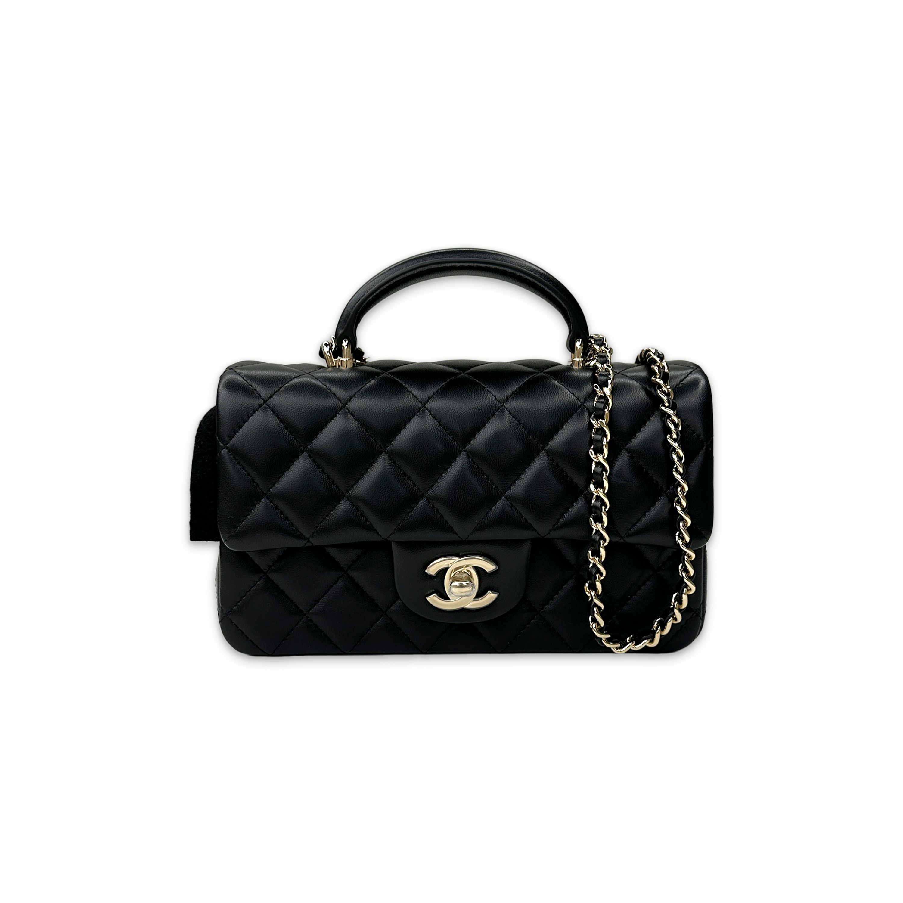 Small Rectangle Flap Handle Bag "Black"
