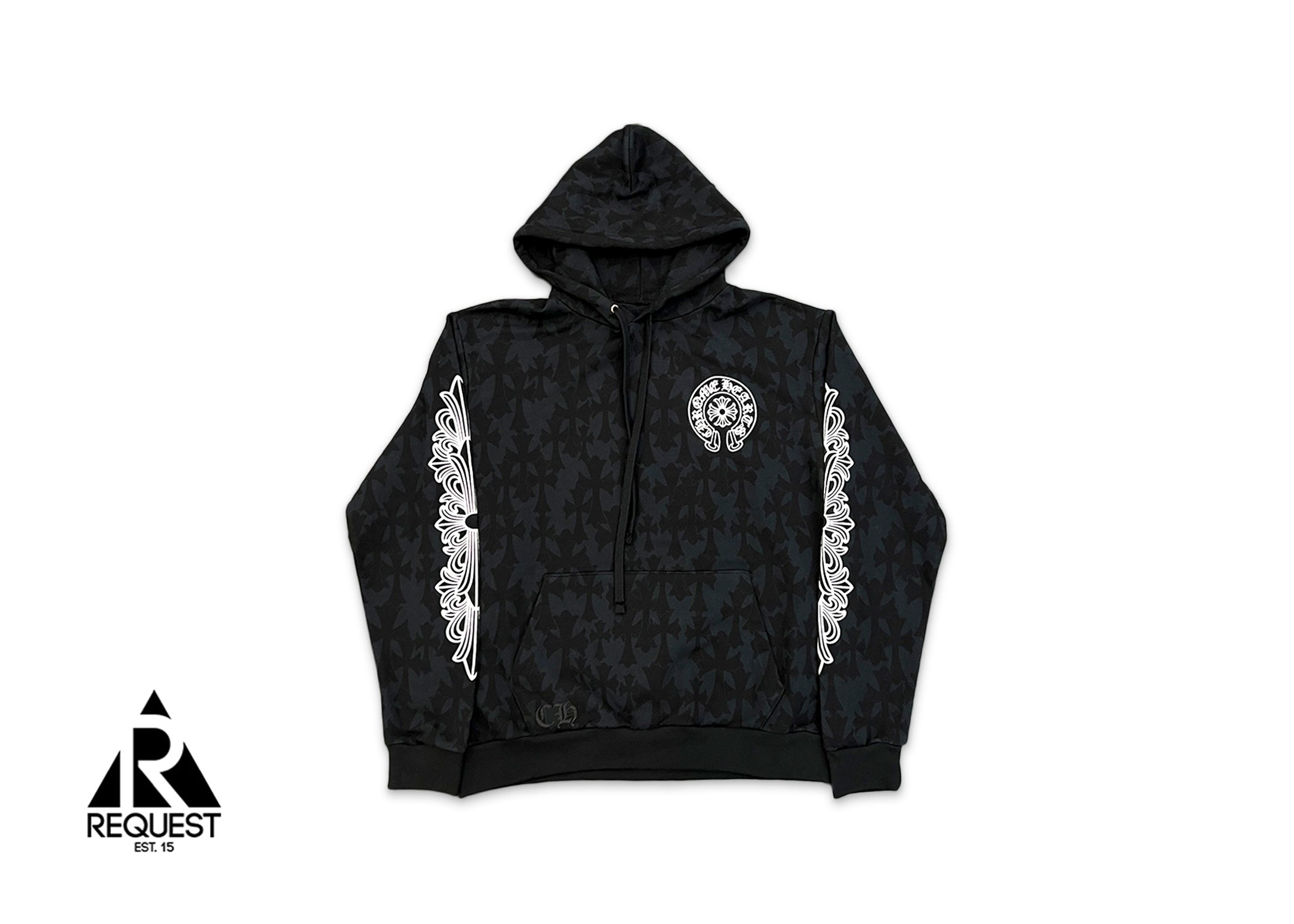 Cemetery Cross Print Pullover Hoodie 