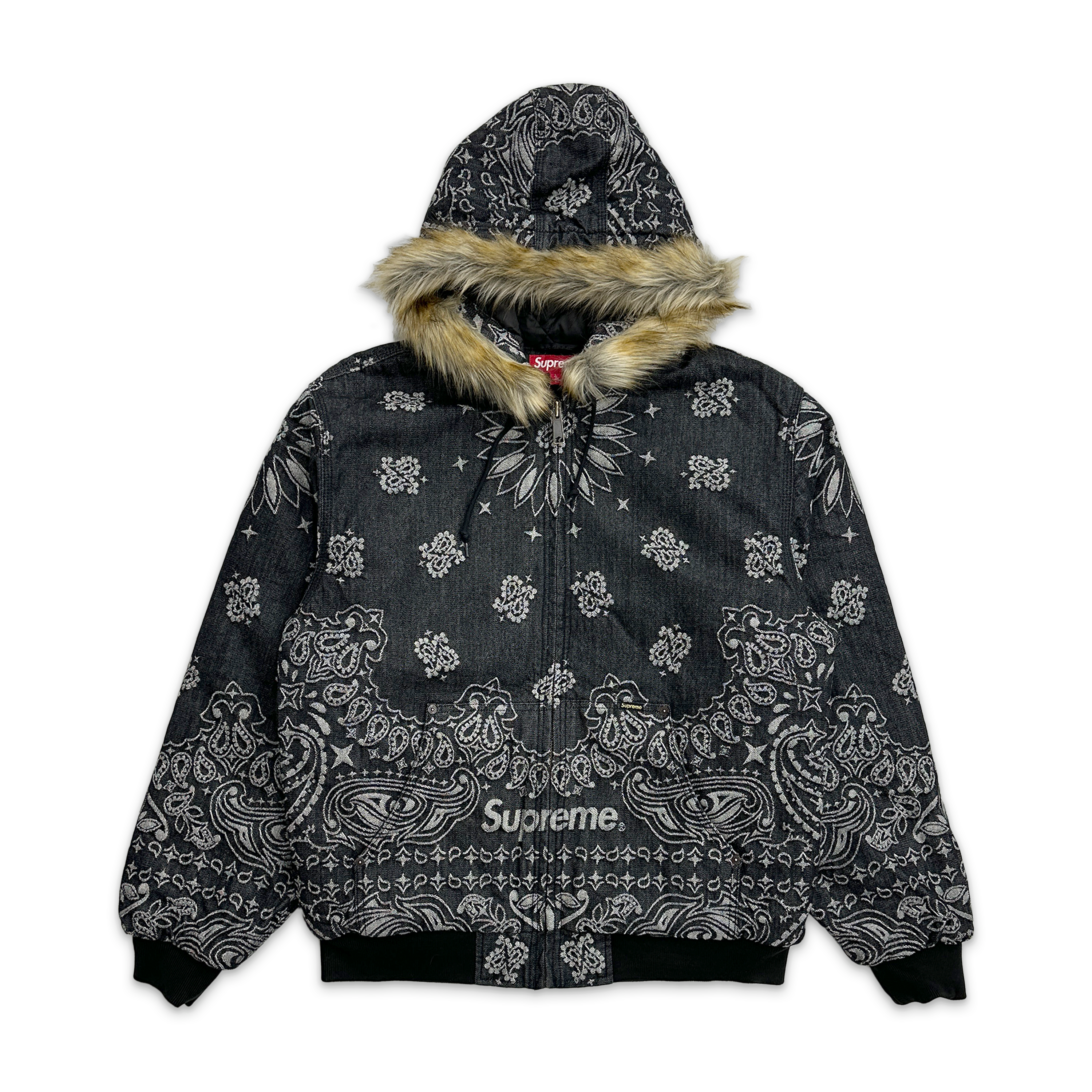 Supreme, Bandana Jacquard Denim Hooded Jacket "Black"