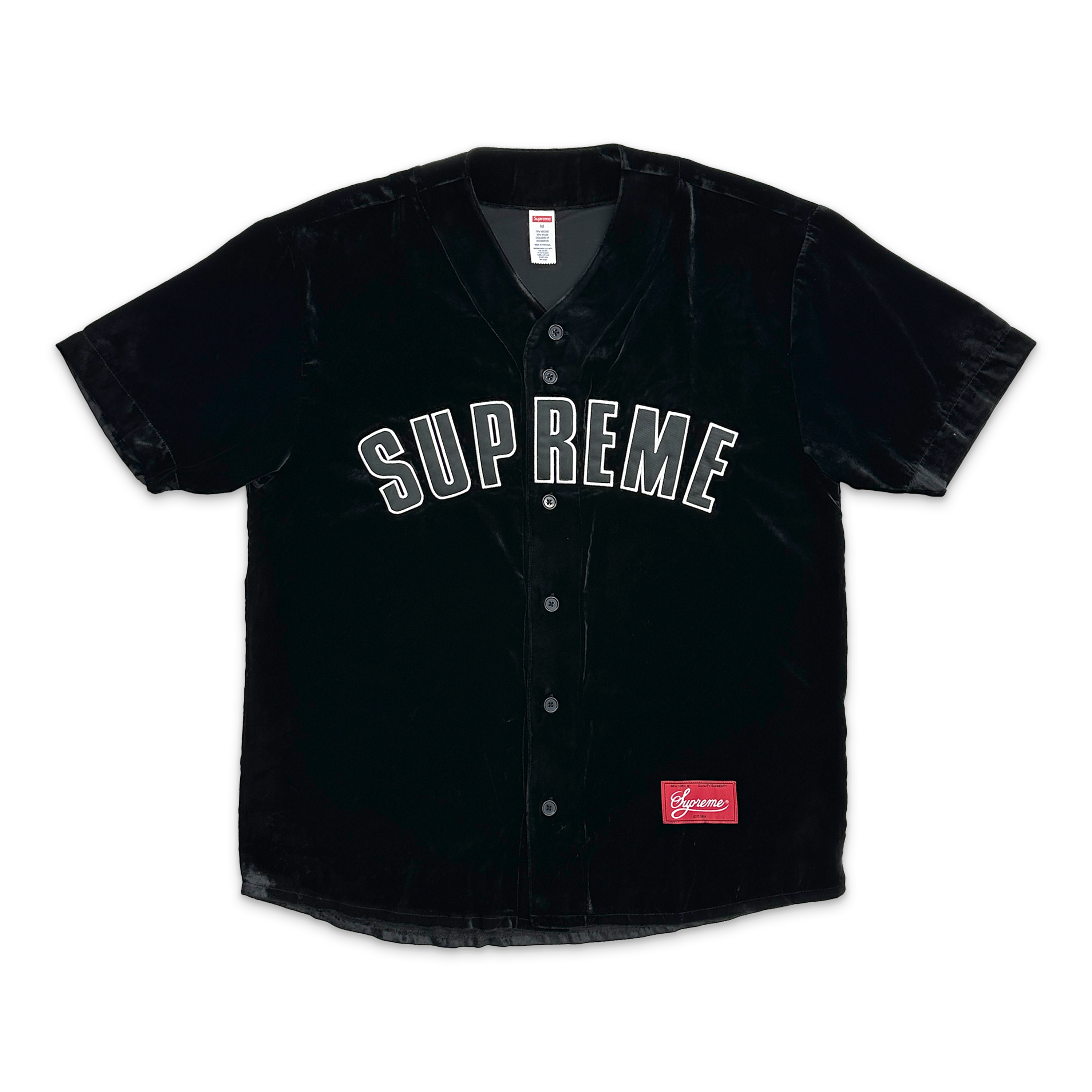 Supreme, Velvet Baseball Jersey "Black"