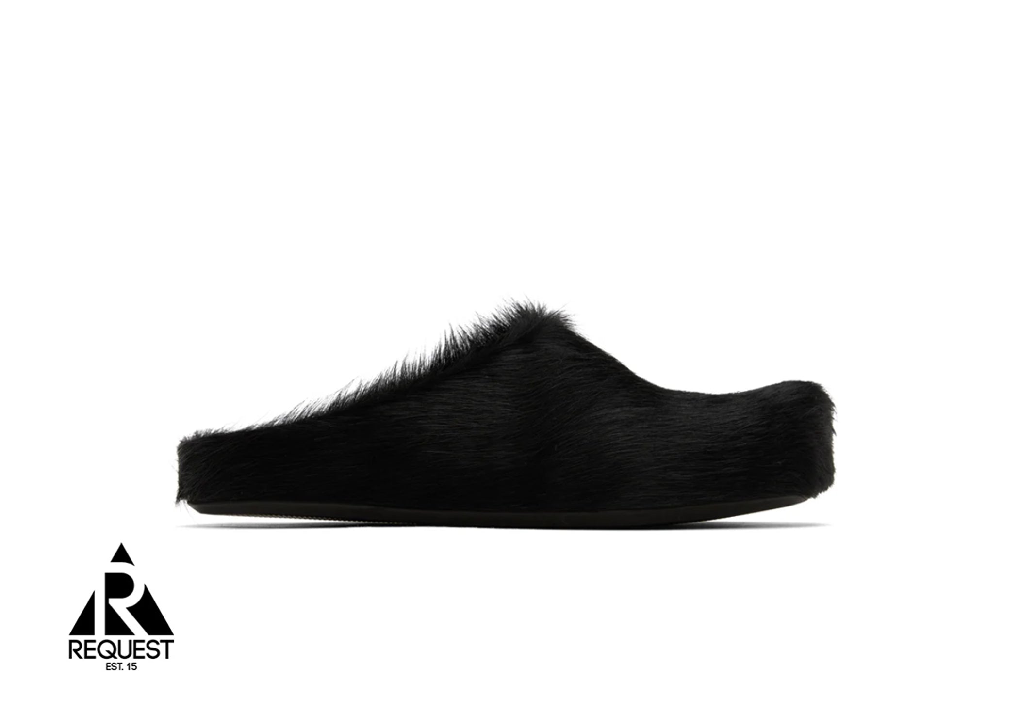 Marni Calf Hair Fussbett Sabot Slipper "Black"