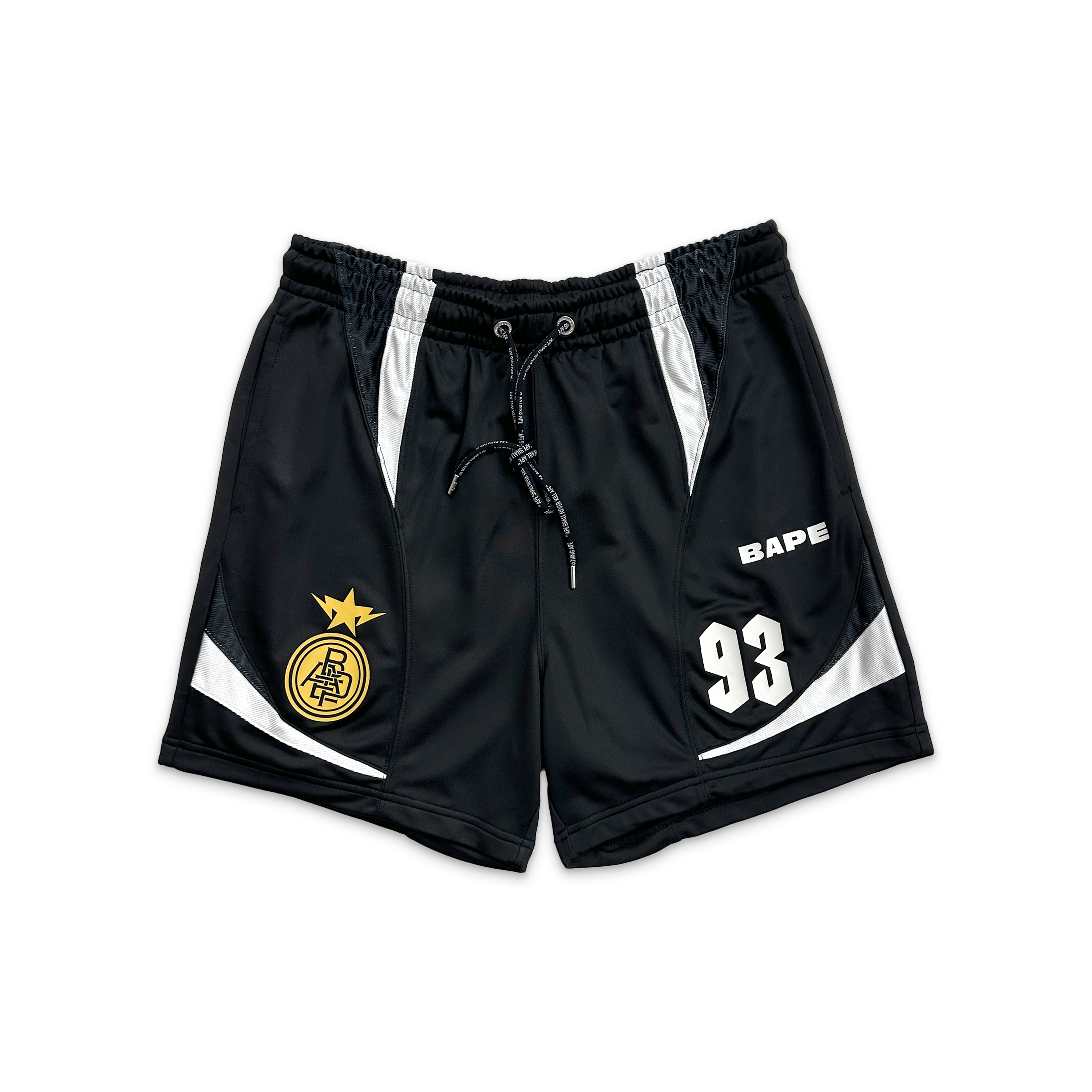 A Bathing Ape (BAPE), Multi Logo Relaxed Fit Soccer Shorts "Black"