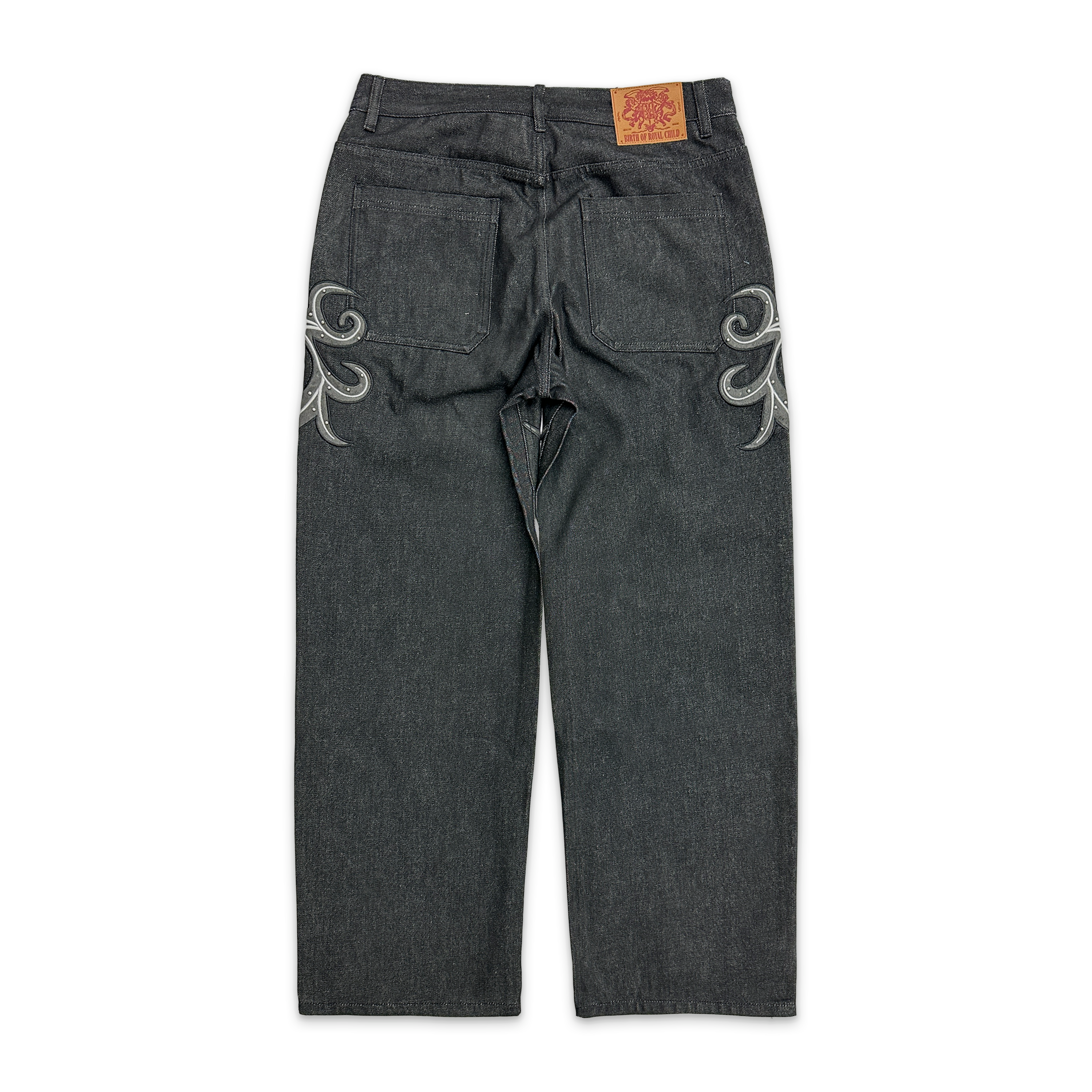 Birth of Royal Child, Leather Patch Vine Denim "Black"