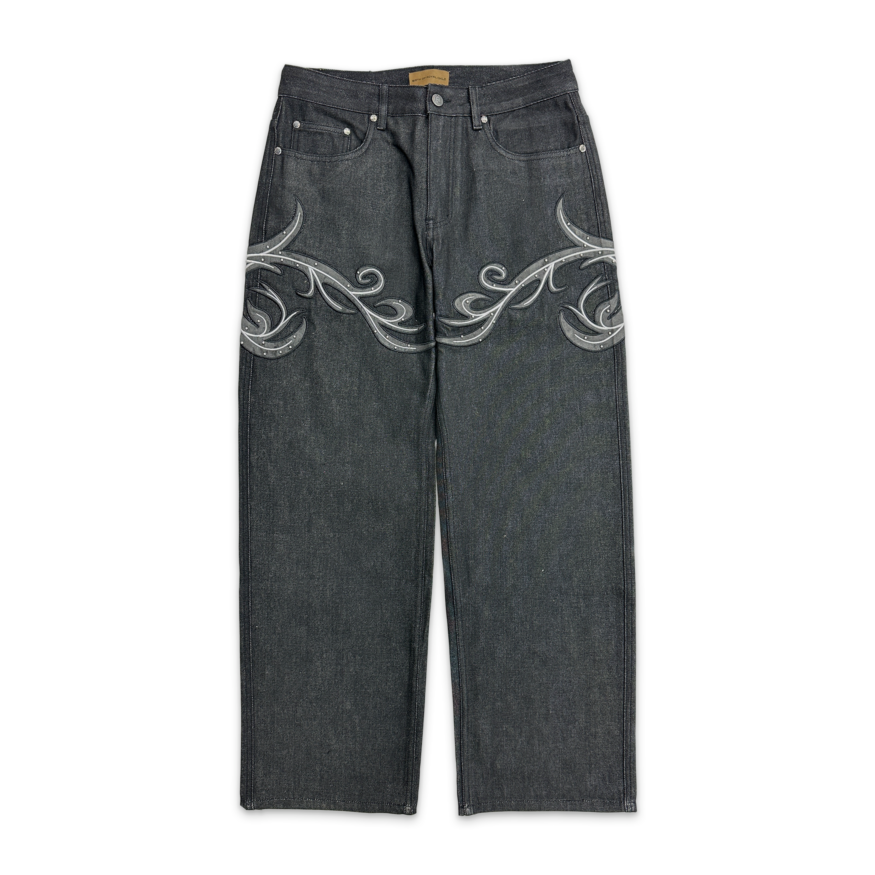 Birth of Royal Child, Leather Patch Vine Denim "Black"