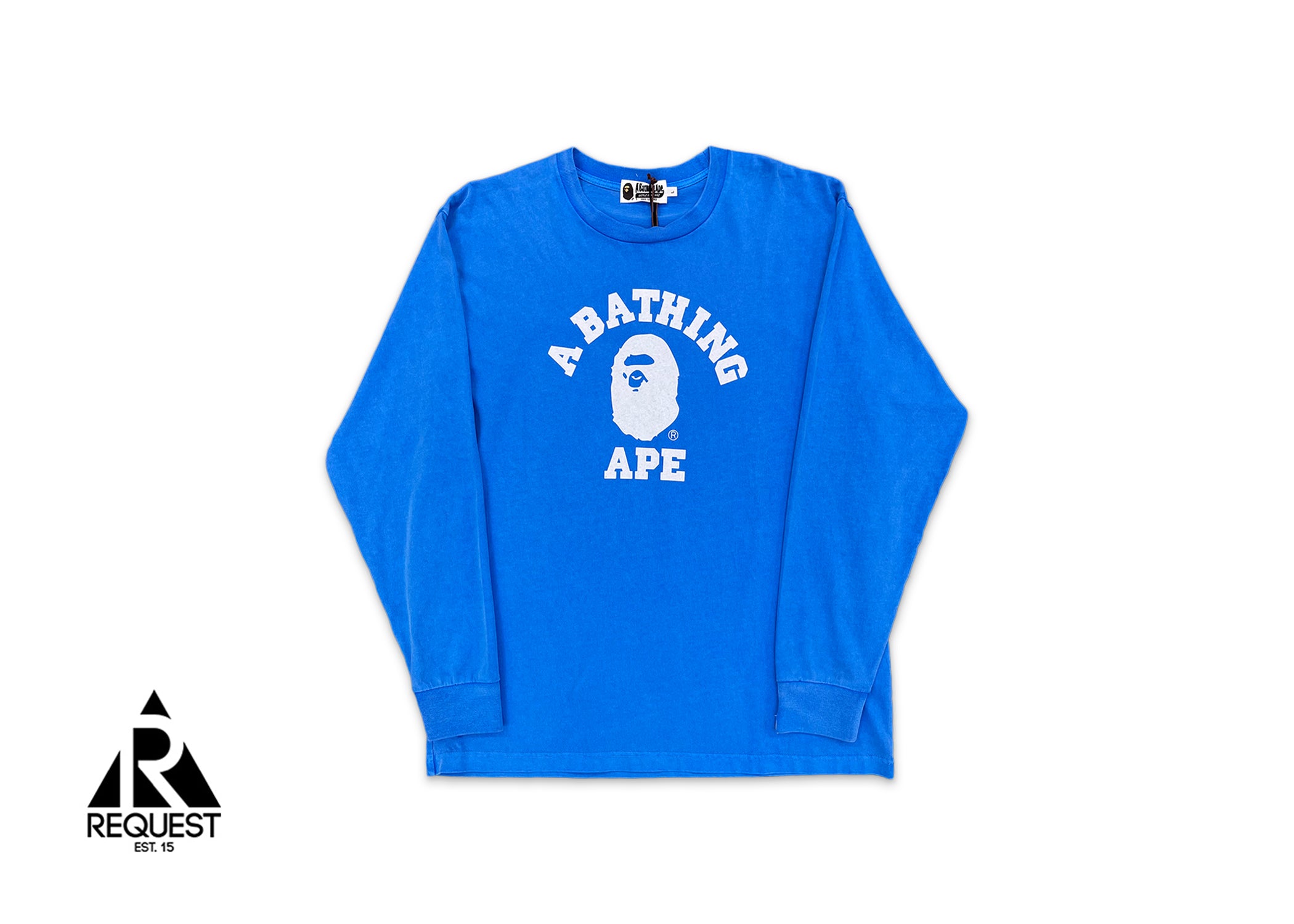 A Bathing Ape (BAPE), BAPE Over-Dye College Relaxed Fit L/S Tee "Blue"