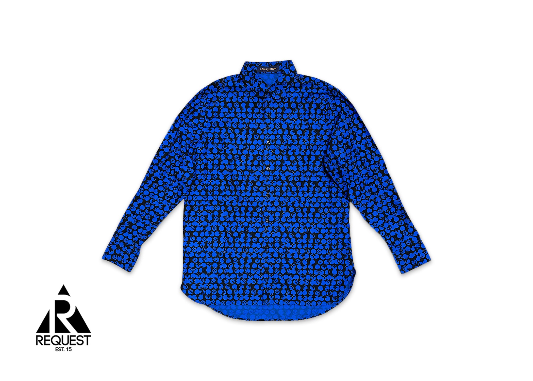 Louis Vuitton, Polka Dot Monogram Button Up "Blue Black"