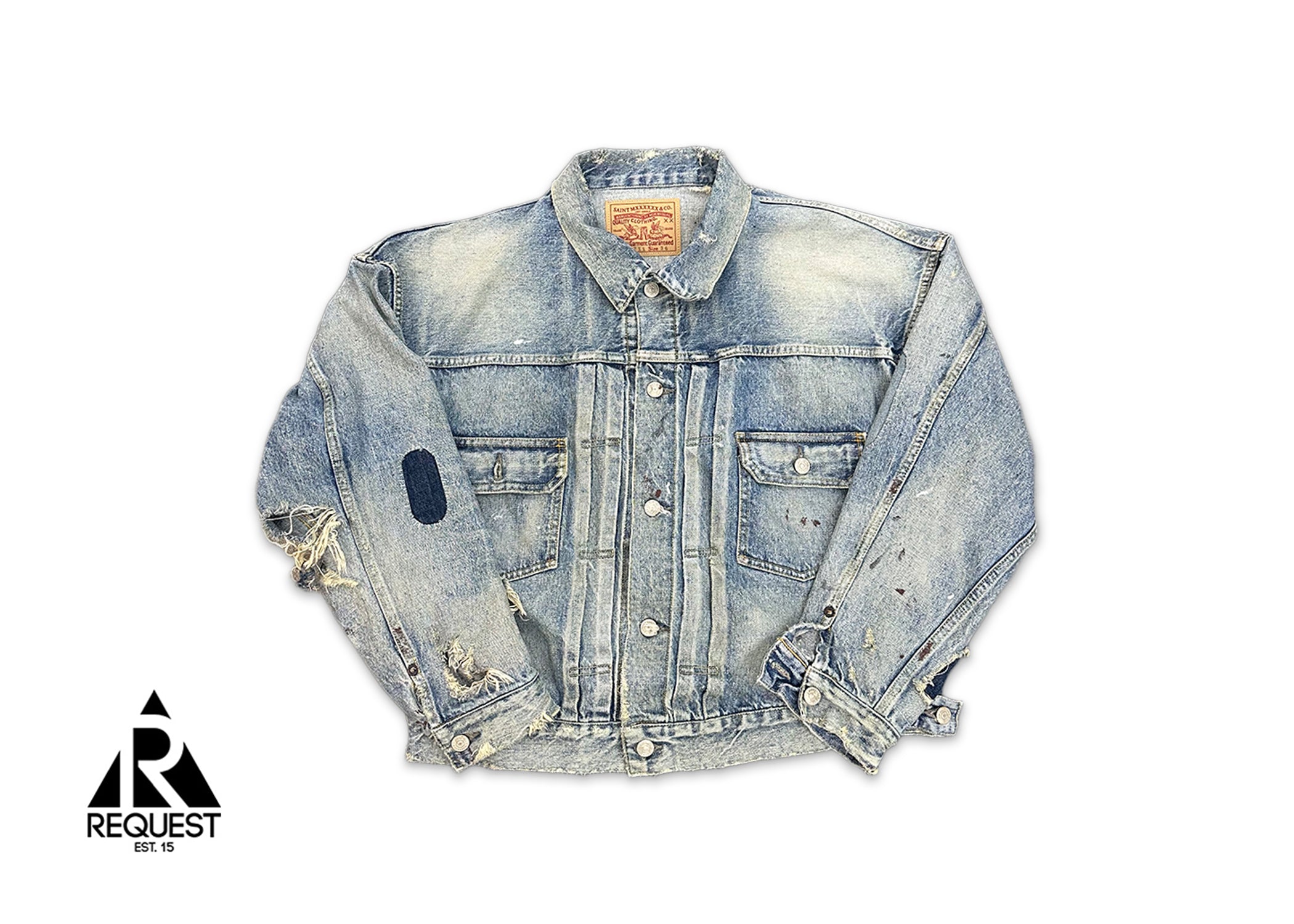 Saint Michael, x BerBerJin Damaged Denim Jacket "Vintage Blue"