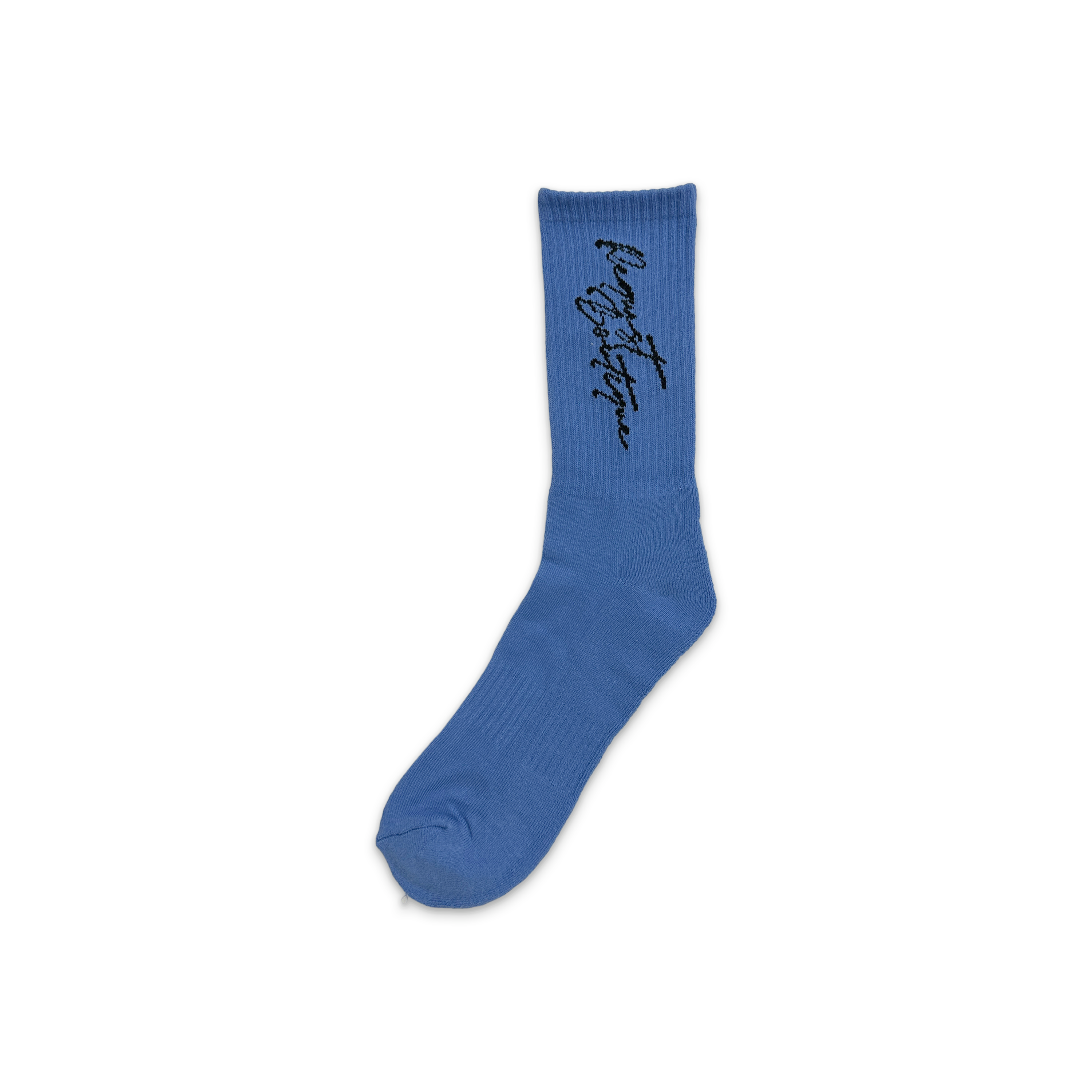 Request, Request Vertical Script Socks "Shark Blue"