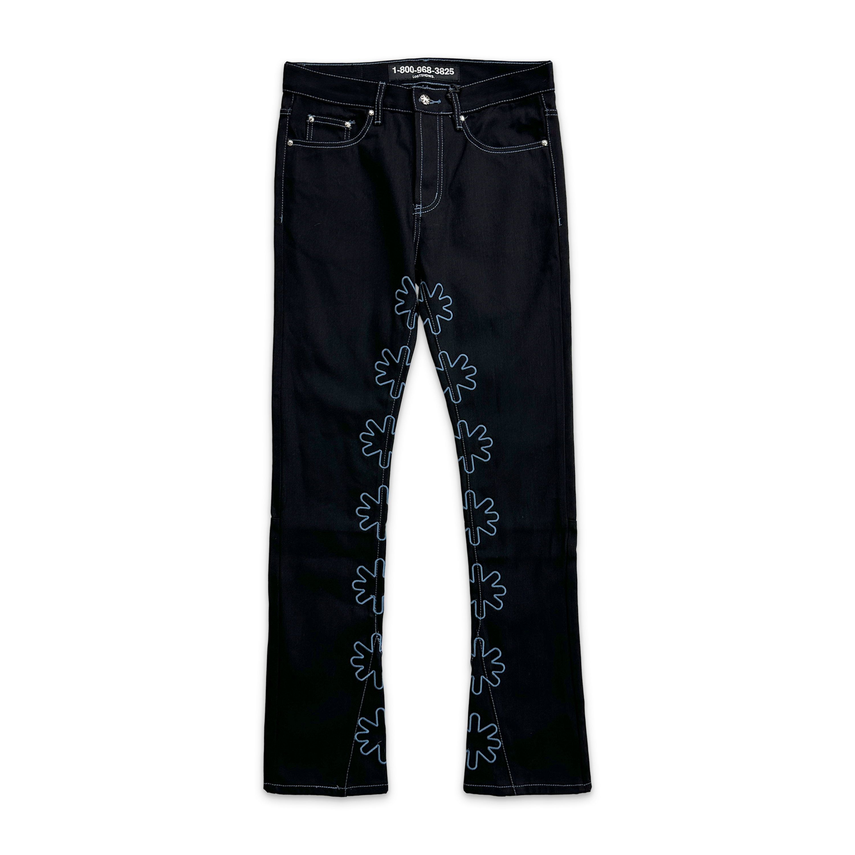 LOSTSHDWS, Outline Sun Logo Denim "Black/Royal"