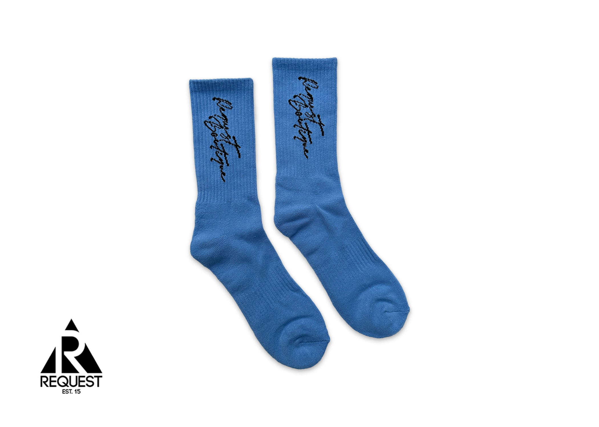 Request Vertical Script Socks "Shark Blue"