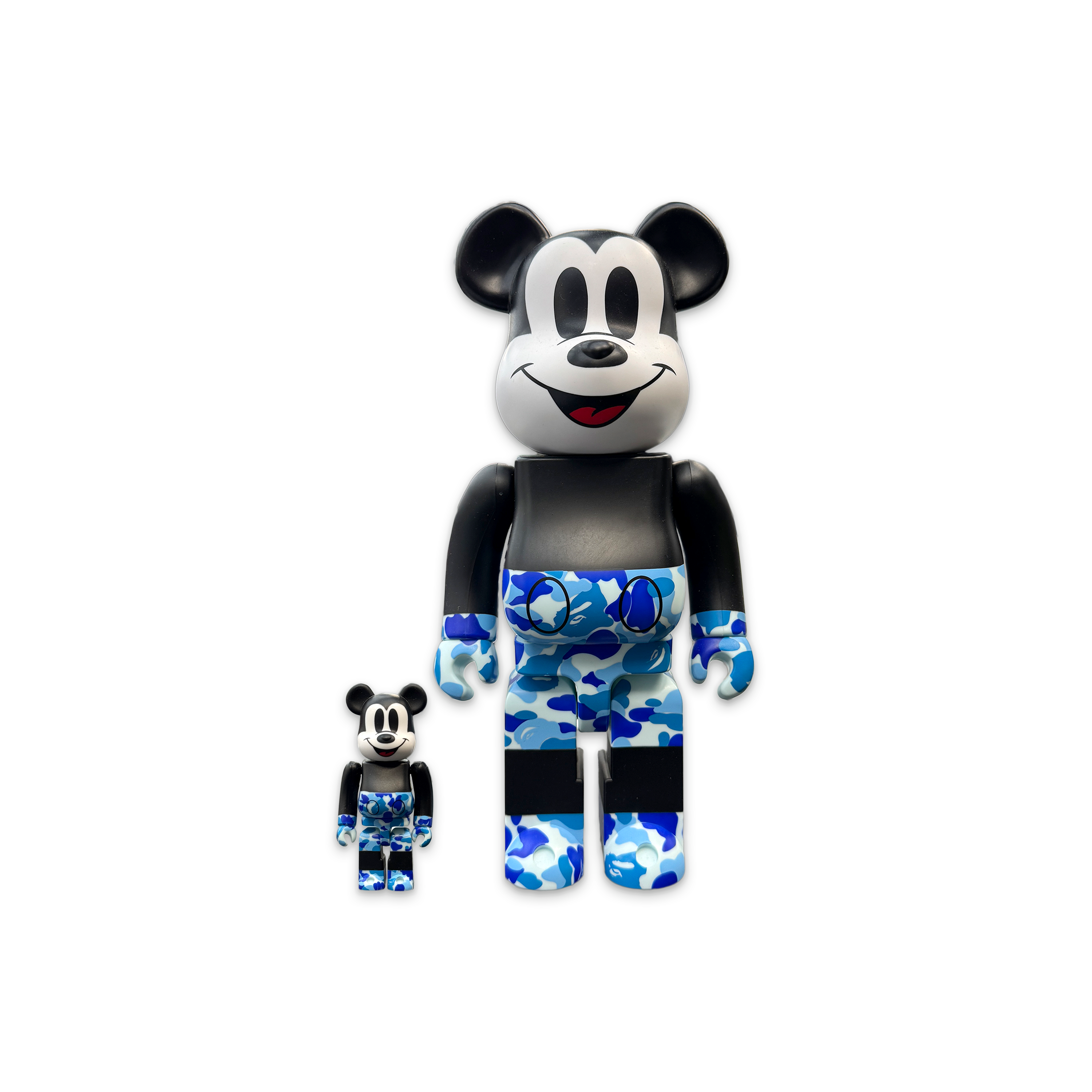 Medicom, Bape Mickey Mouse Bearbrick 400% & 100% "Black/Blue Camo"