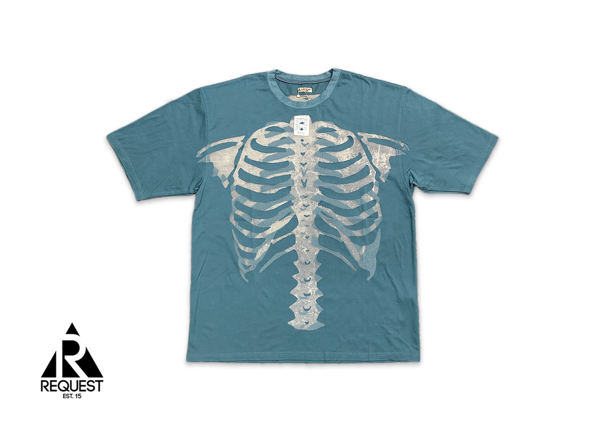 Kapital, Skeleton See Through Shirt "Bone/Teal"