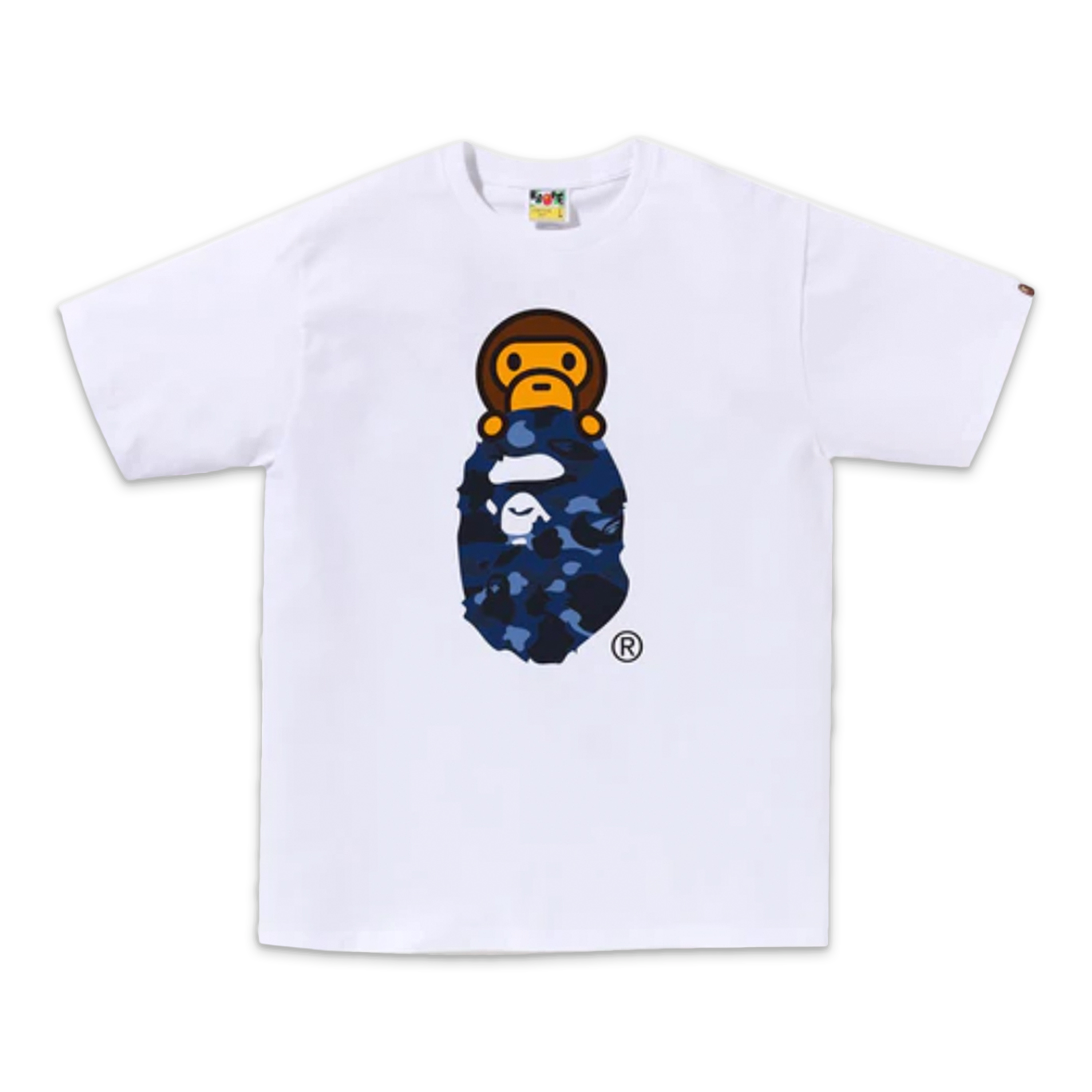 A Bathing Ape (BAPE), BAPE Color Camo Milo On Bape Head Tee (SS24) “White/Navy”