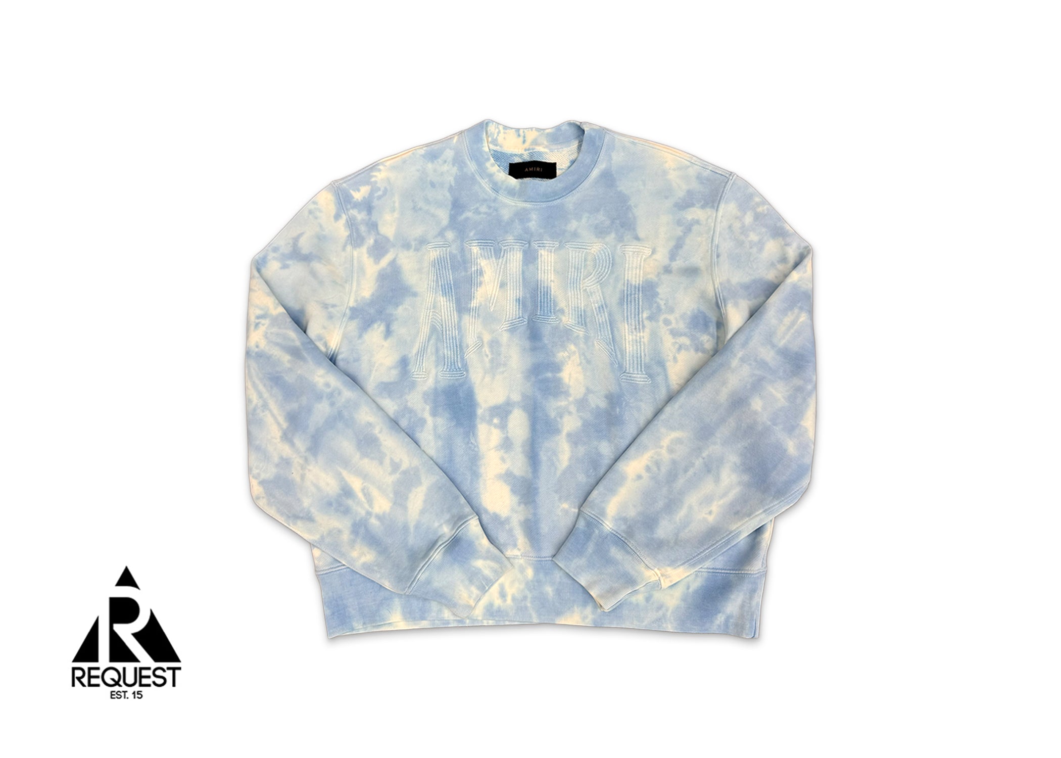 Amiri, Embroidered Logo Tie Dye Crewneck Sweatshirt "Blue"