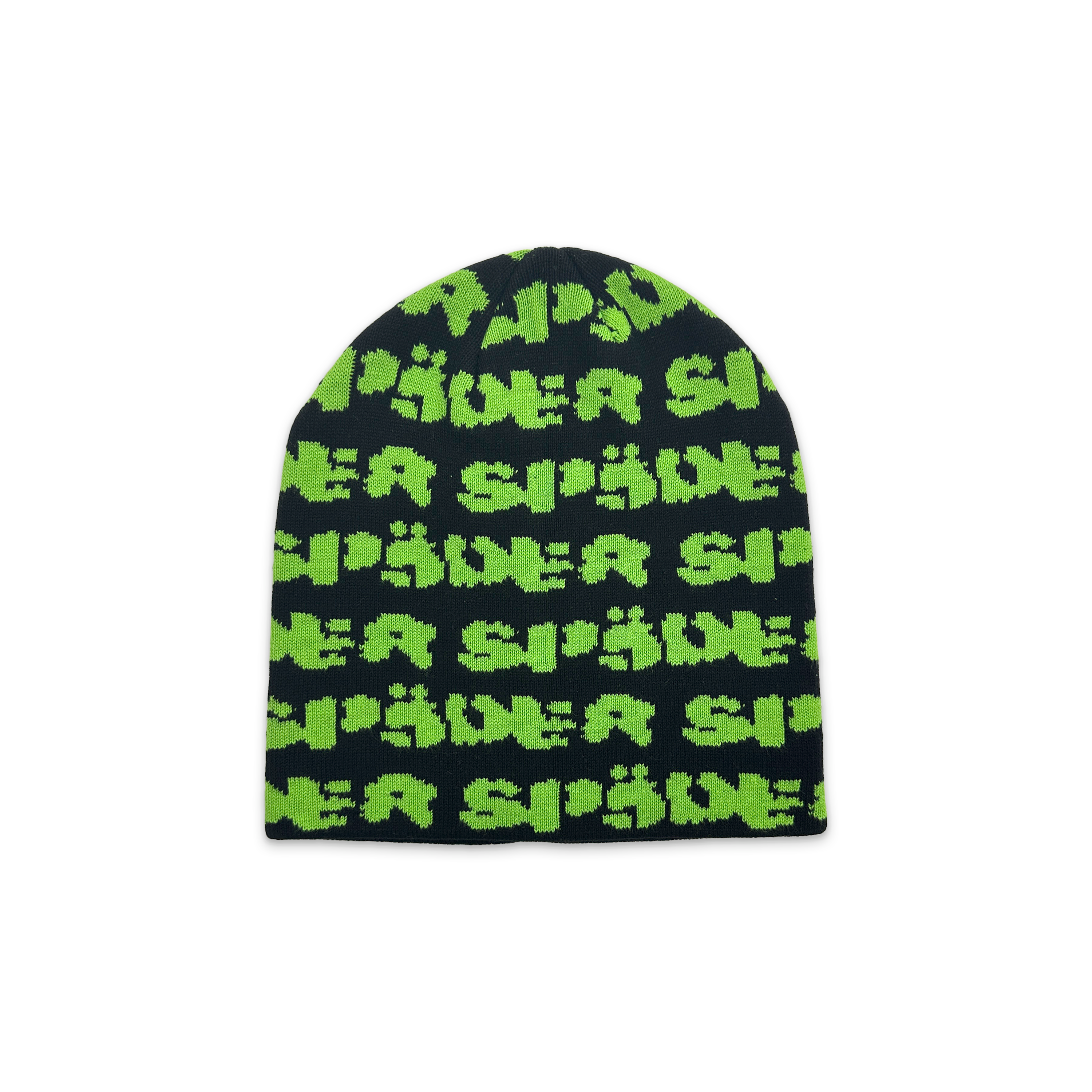 Sp5der, Fuzzy Logo Beanie "Black/Green"