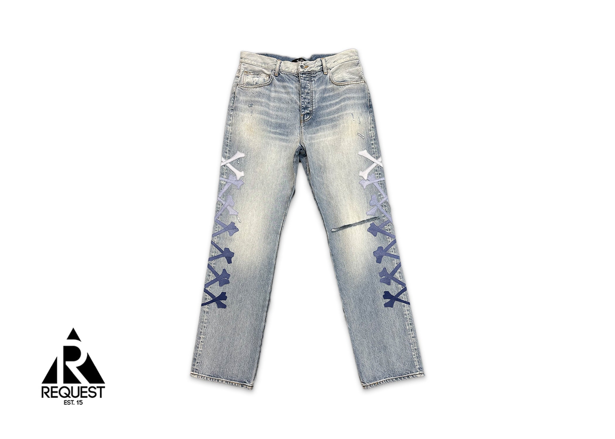 Amiri Cross Bones Straight Leg Jeans "Blue/White"