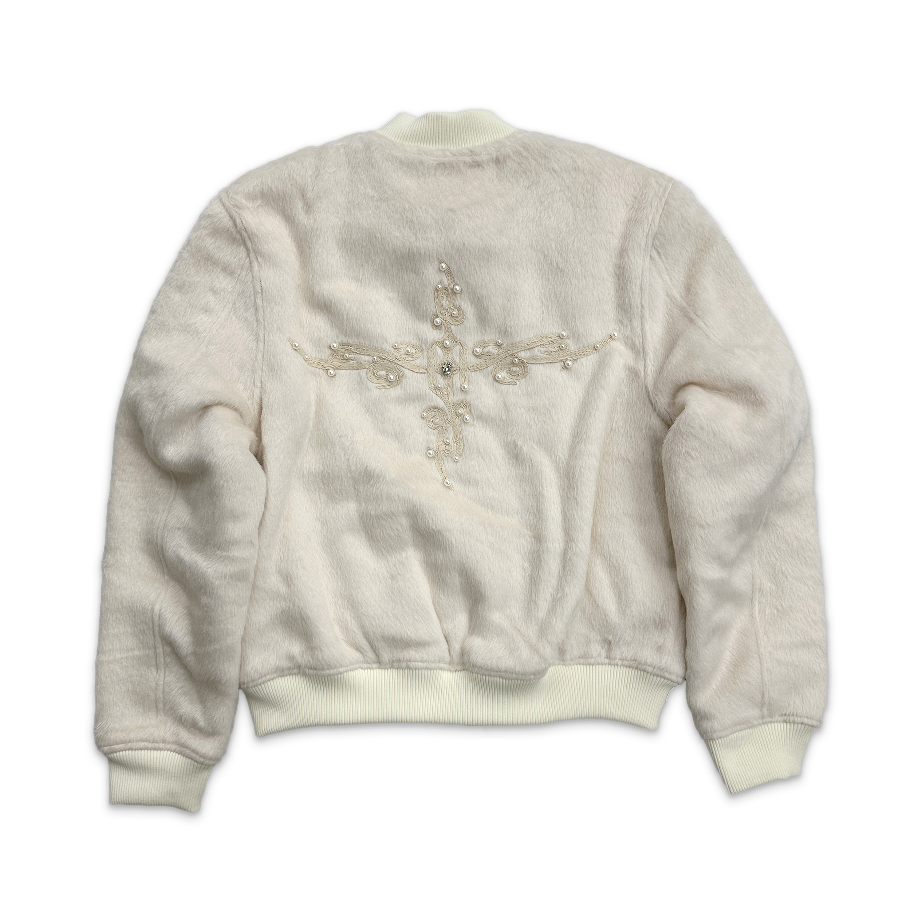 Birth of Royal Child, Pearl Embroidered Wool Jacket "White"