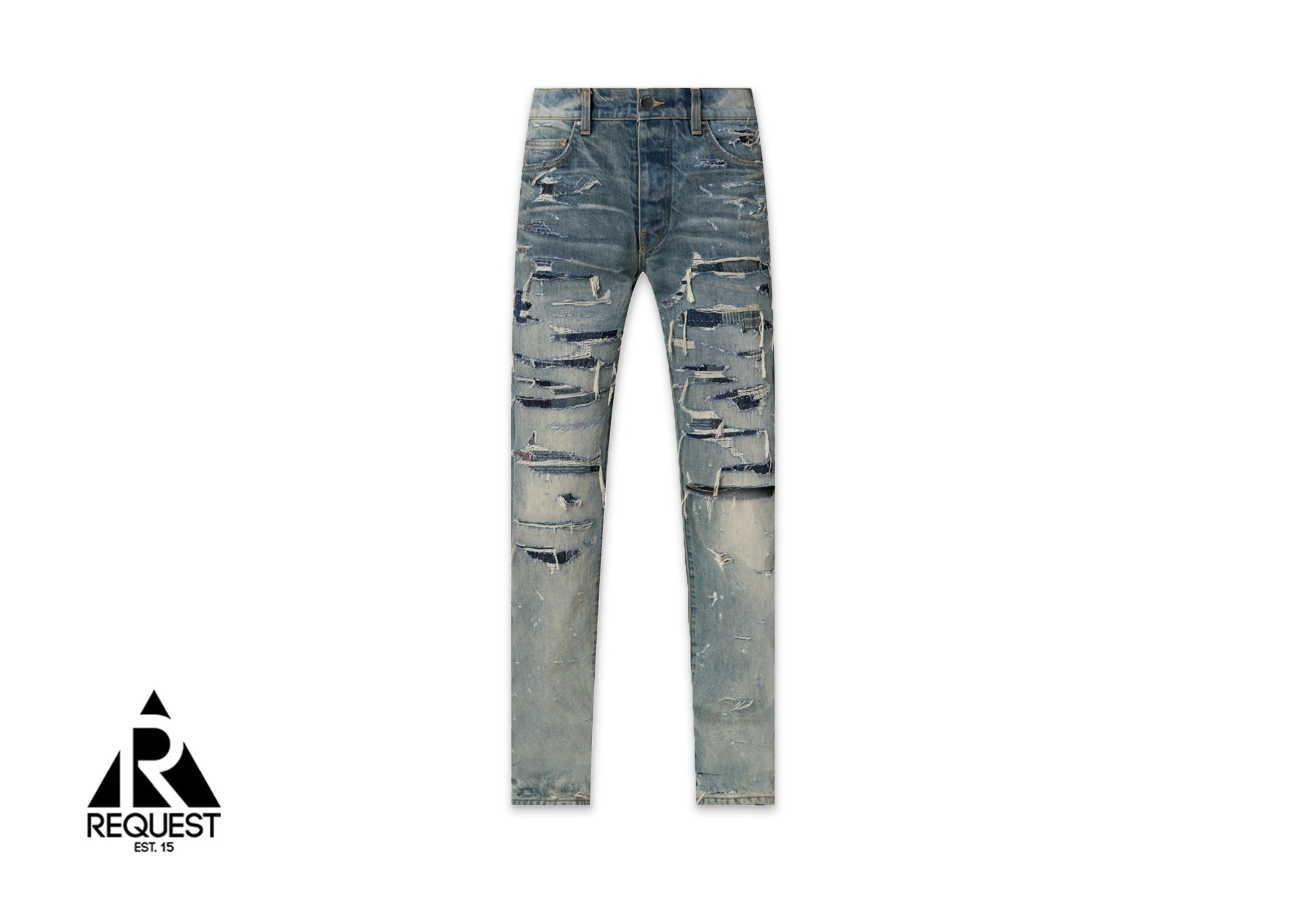 Amiri Relaxed Boro Repair Jeans "Clay Indigo"