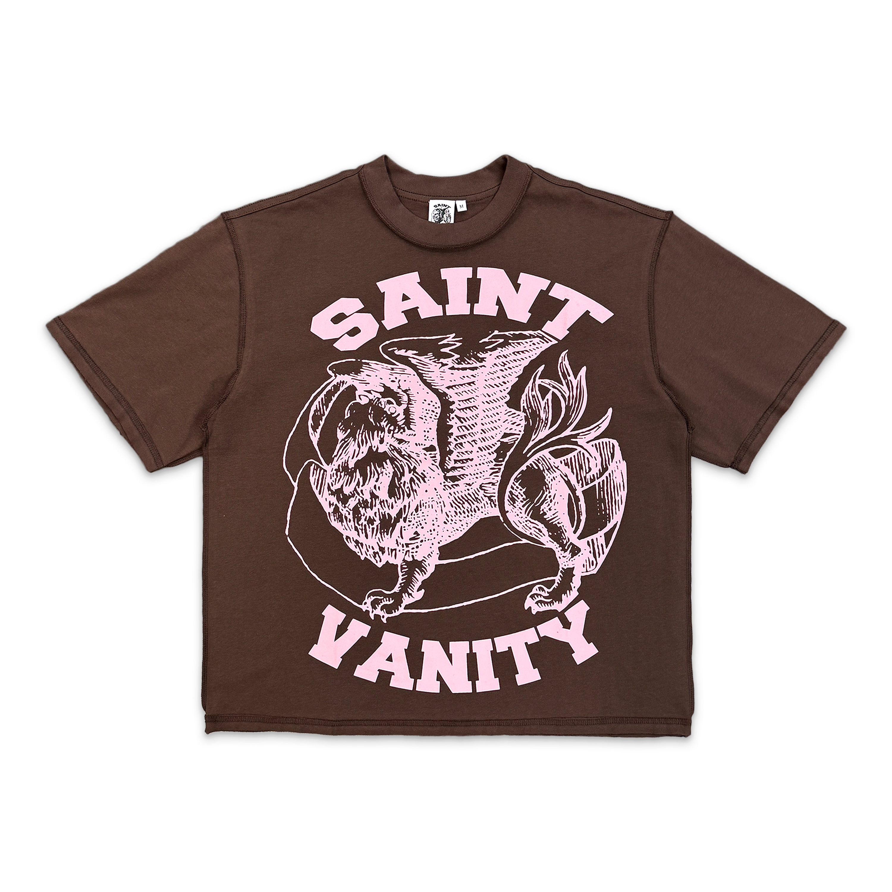 Saint Vanity, Griffin Logo Tee "Brown/Pink"
