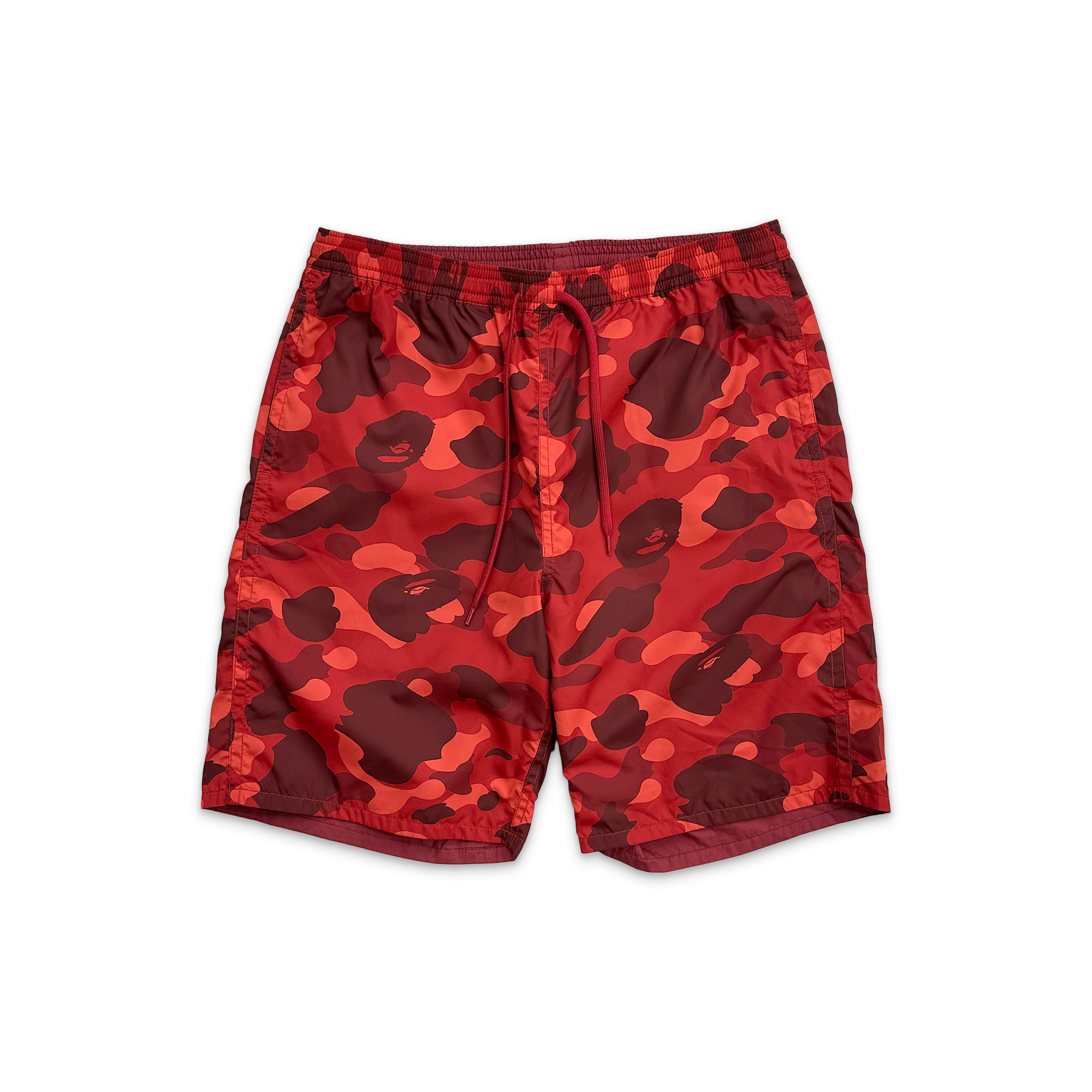 A Bathing Ape (BAPE), Reversible Color Camo Shark Head Shorts “Red”