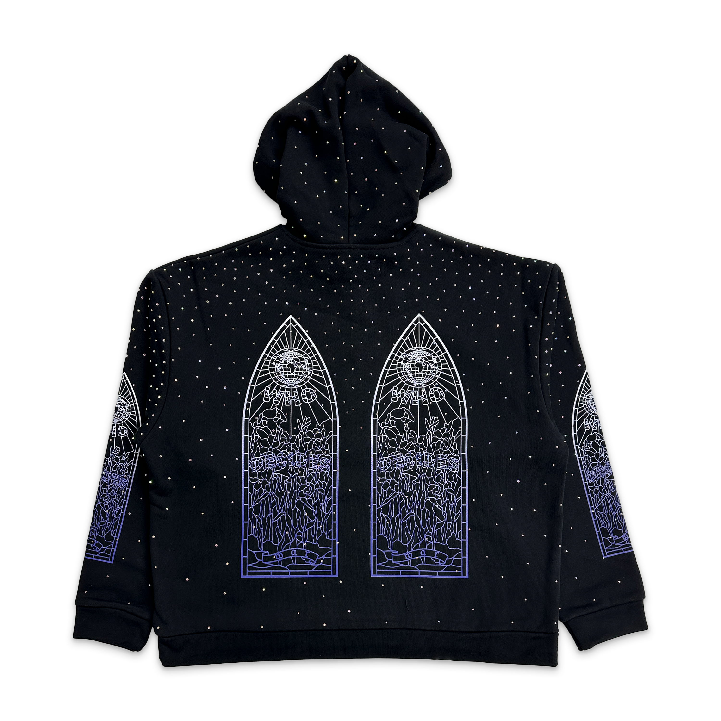 Who Decides War, Rhinestone Hooded Pullover "Coal"