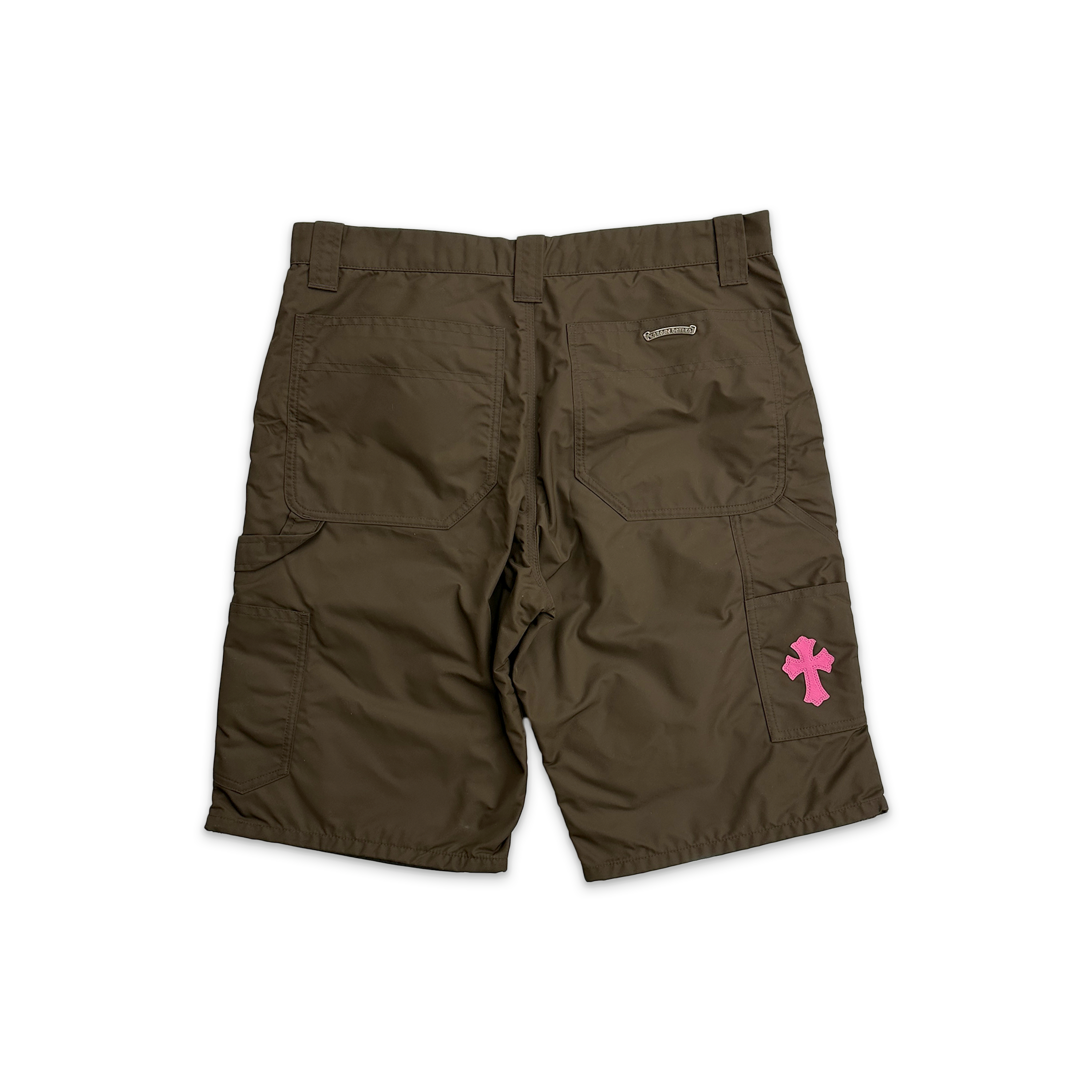 Chrome Hearts, Nylon Leather Knee Carpenter Shorts W/ Cross "Brown"